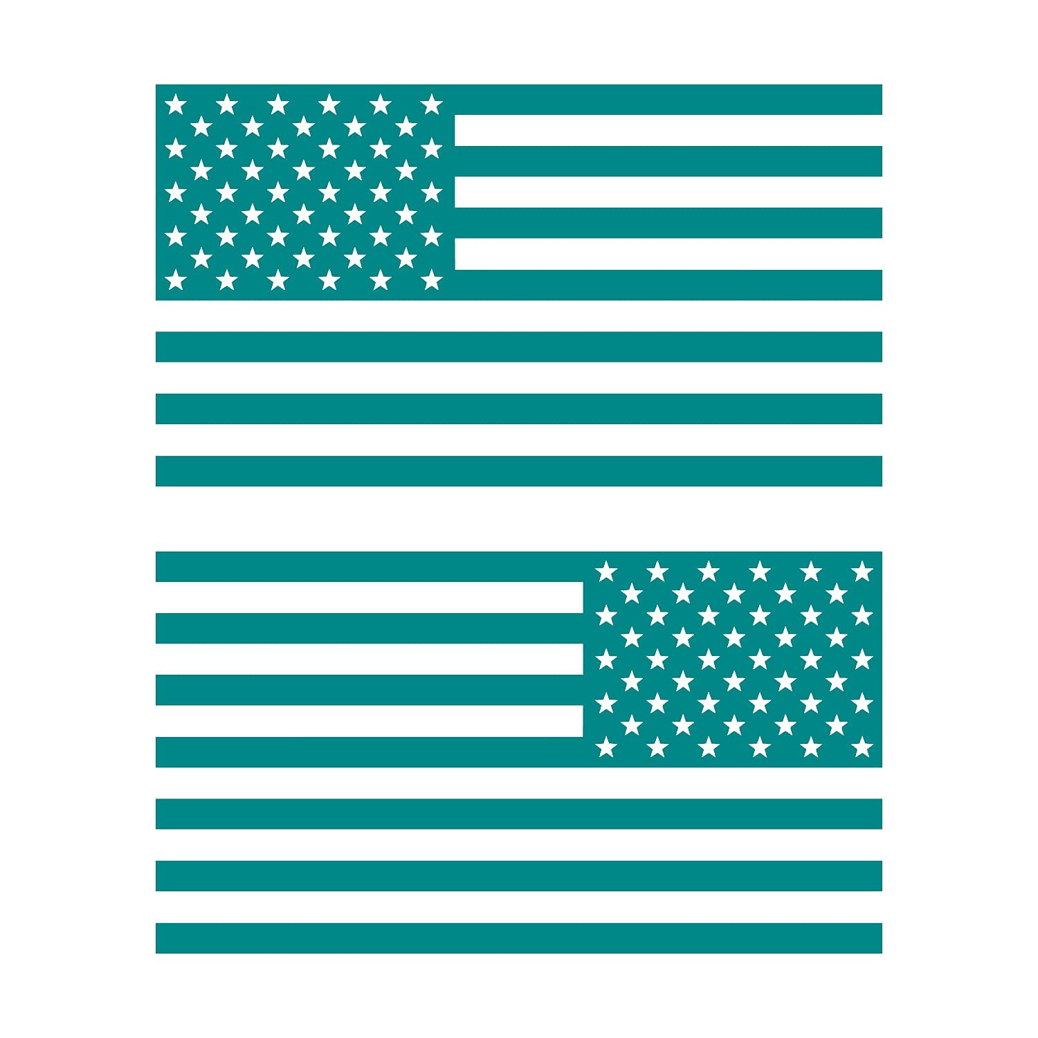 American Us Flag [Pick Color/Size] Vinyl Decal Sticker For Laptop/Car/Truck/Window/Bumper (18In Subdued Pair, Matte Turquoise)