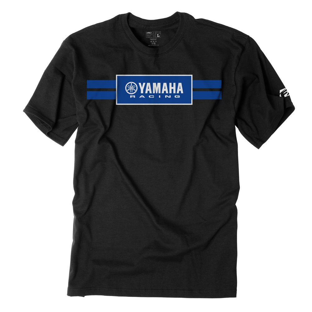 Factory Effex Unisex-Adult Yamaha Racing Stripes T-Shirt (Black, Large) - 19-87204