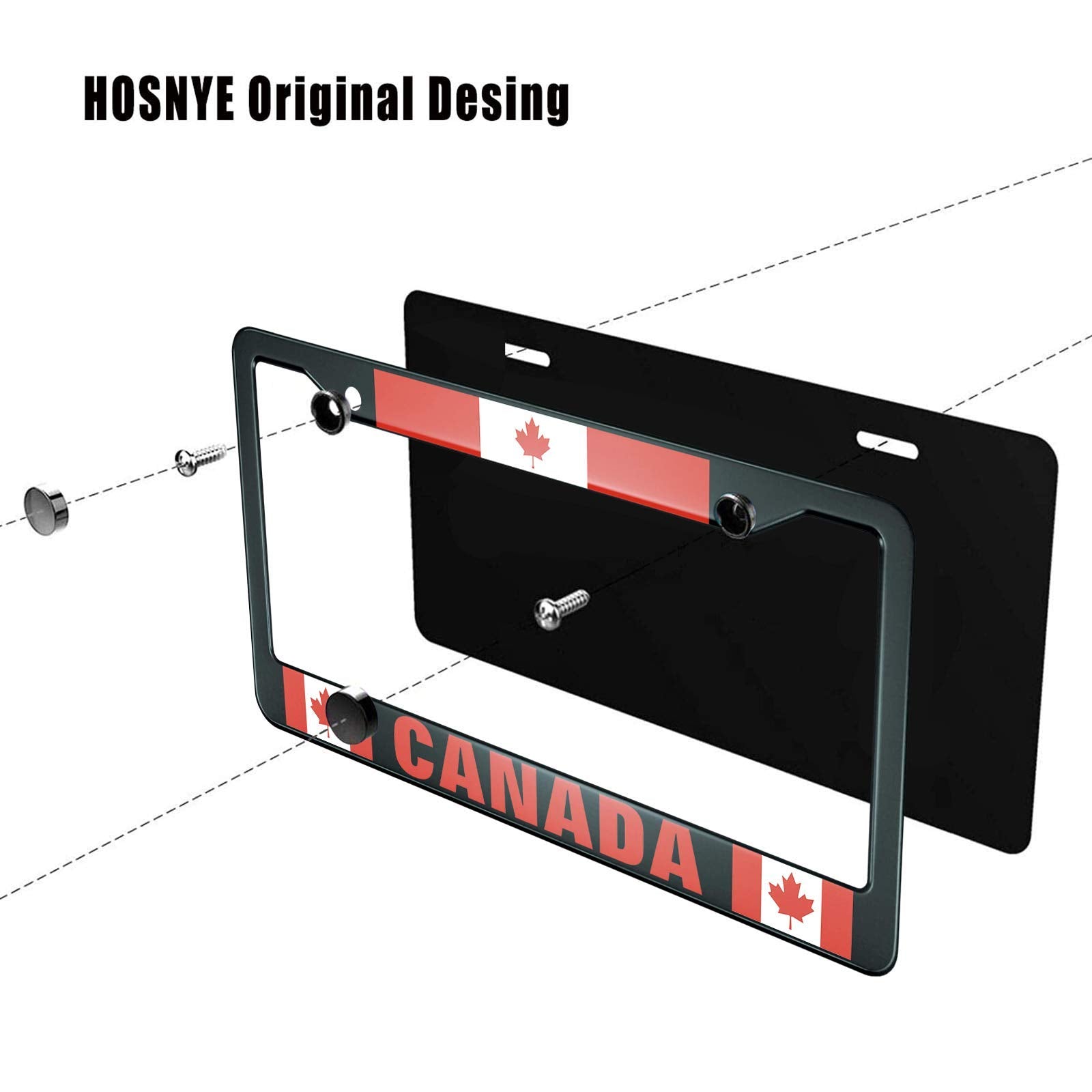 HOSNYE Canada License Plate Frame The Canadian Flag Metal License Plate Cover Front Plates Frames Car Tag Frame for Women Men US
