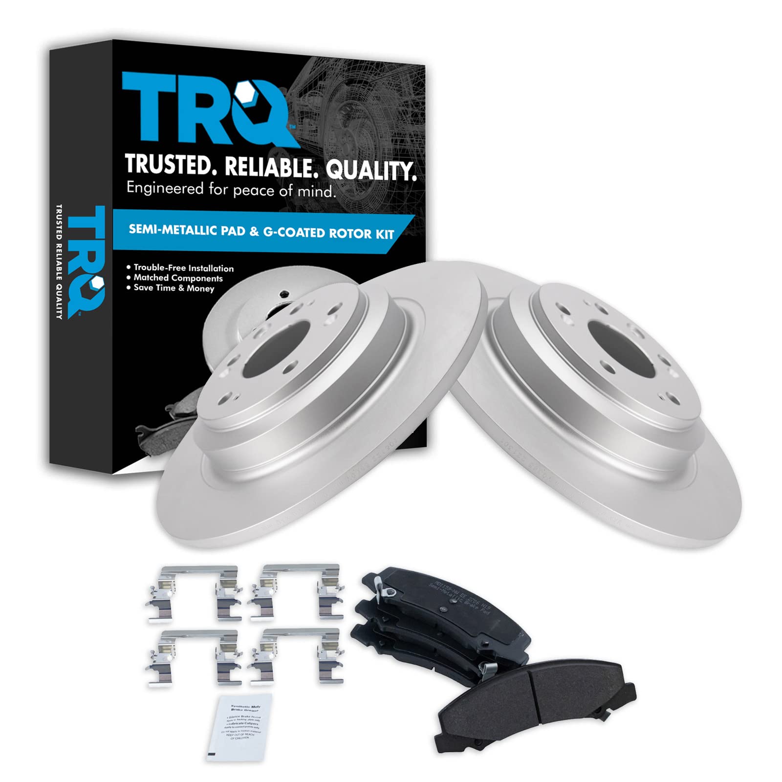 Trq Front Premium Posi Metallic Disc Brake Pad & Coated Rotor Set Compatible With Buick