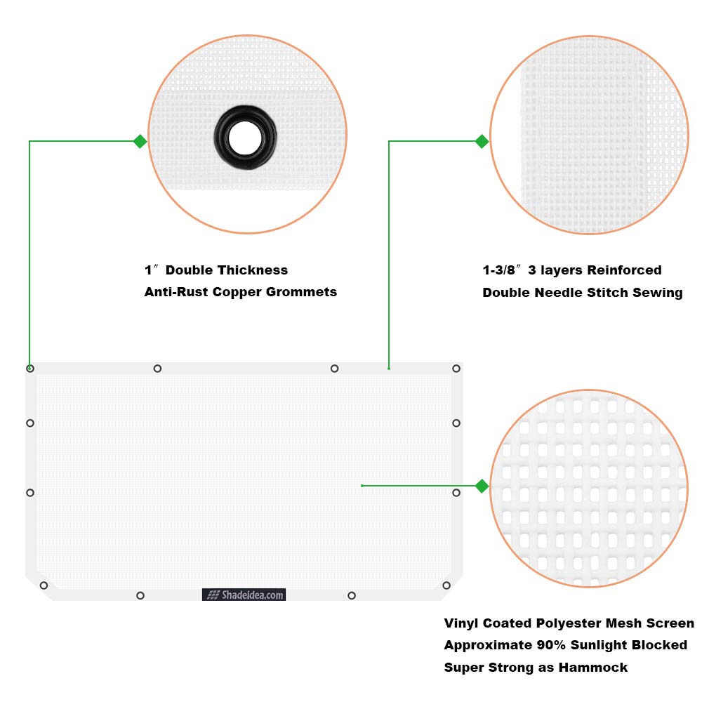 Shadeidea Sun Shade Top For Jeep Wrangler Jl Unlimited (2018-2023) 2 Door And 4 Door Front-White Mesh Screen Sunshade Jlu Sahara