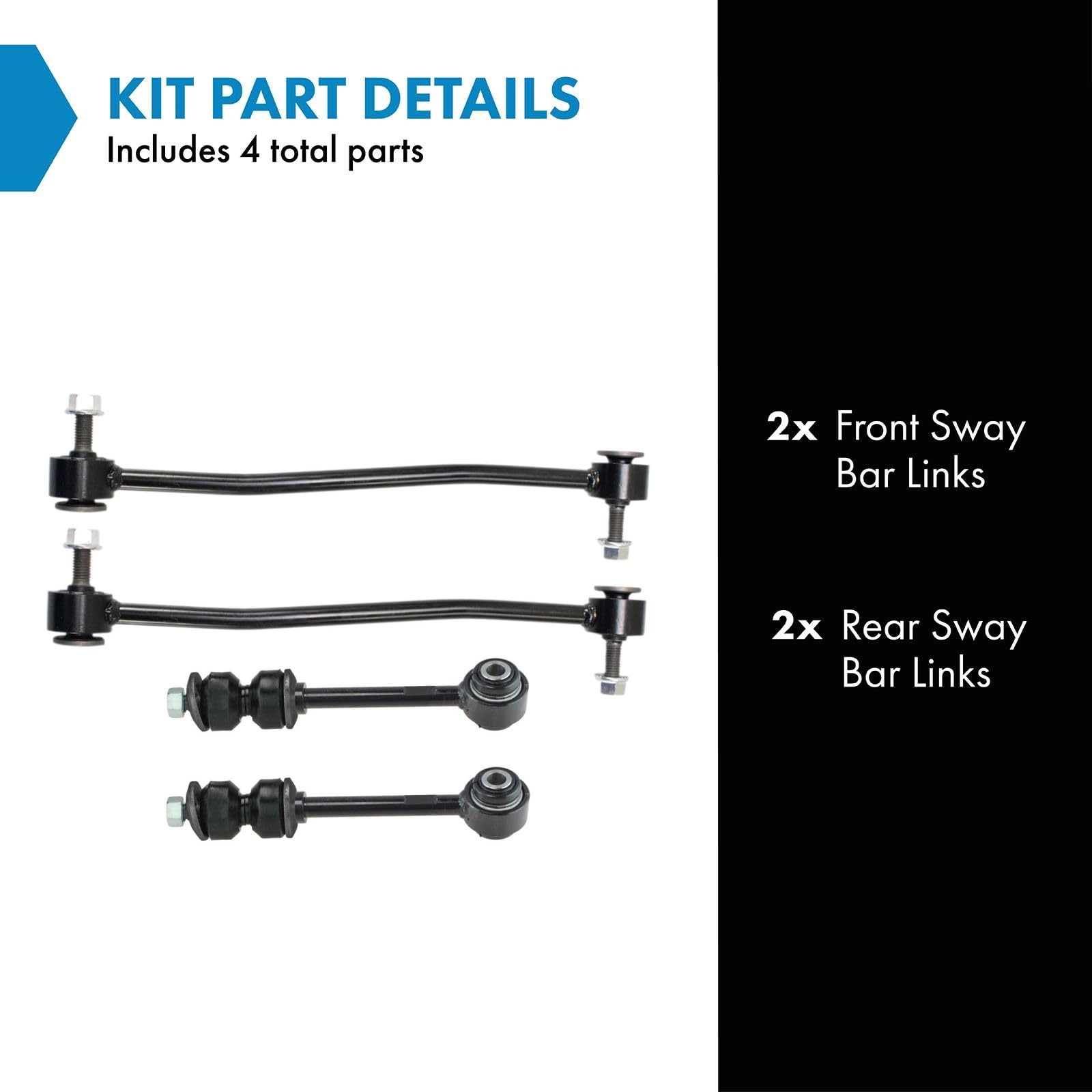 Trq Sway Bar Stabilizer Link Set Front & Rear Compatible With 05-07 F-250 Super Duty F-350 Super Duty