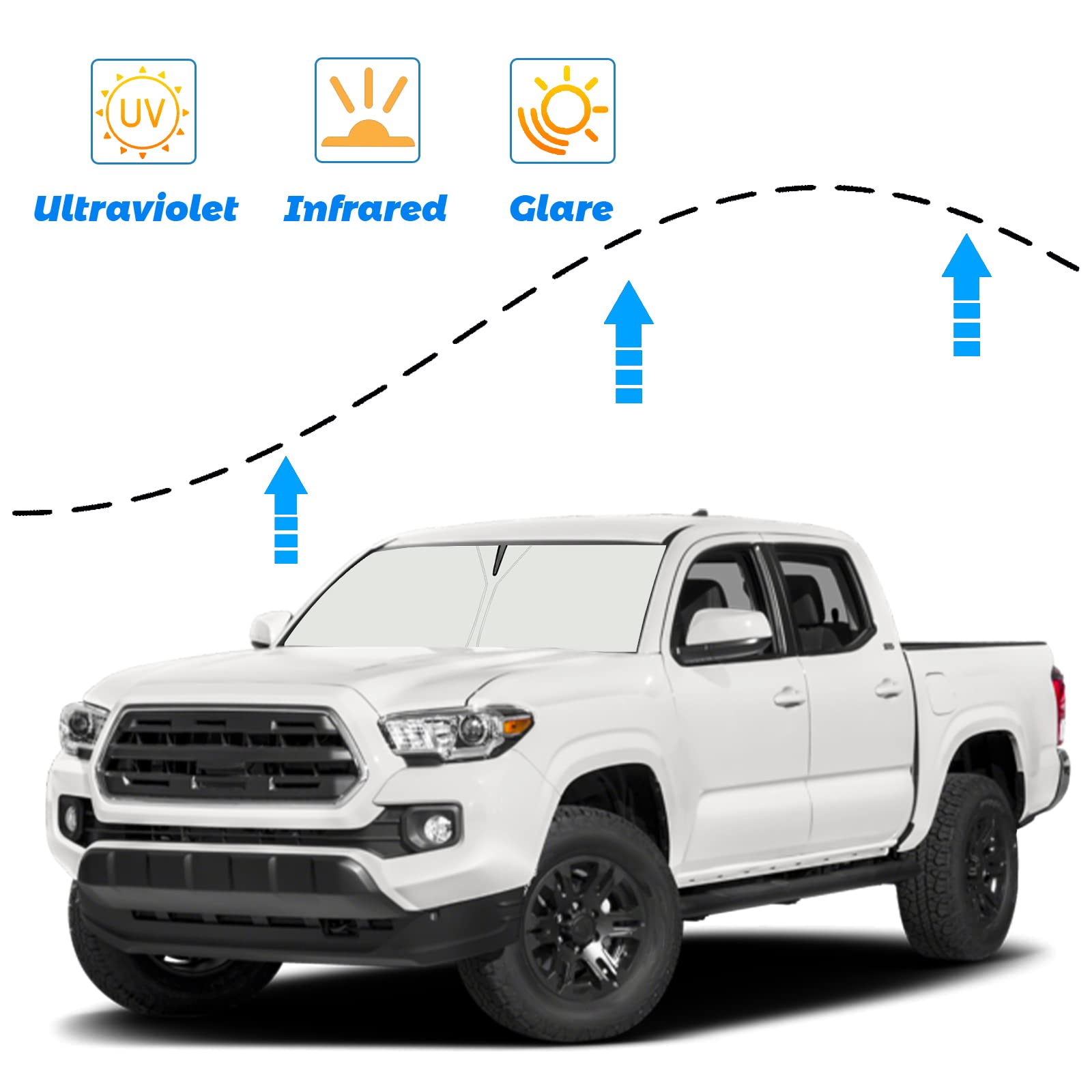 Moricere Upgrade Windshield Sun Shade For Toyota Tacoma 2016-2023, Foldable Windshield Sun Visor Blocks Uv Rays