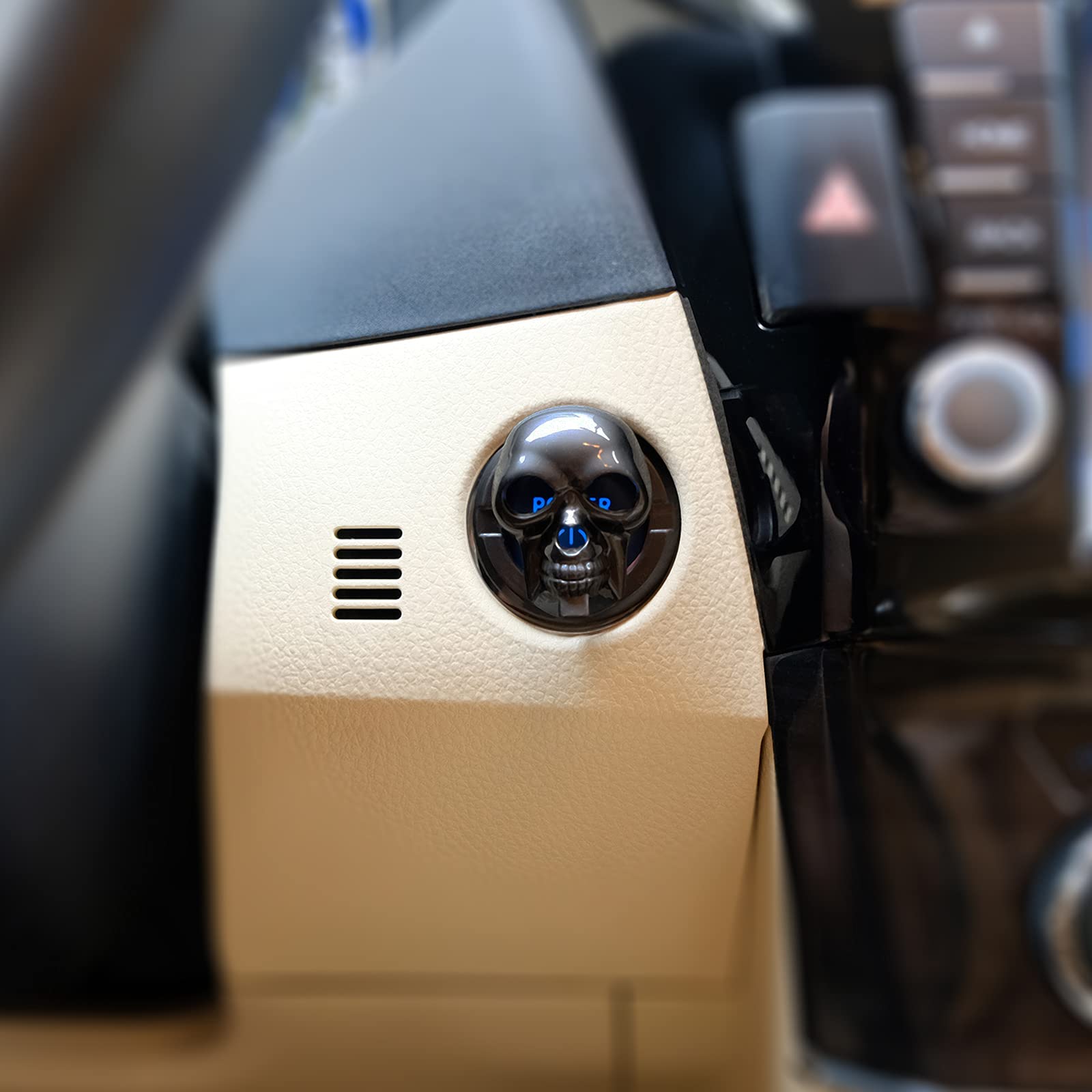 Dunggle Car Start Stop Button Cover Skull Ignition Protective Cover Push Start Button Cover Anti-Scratch Car Engine Decoration R