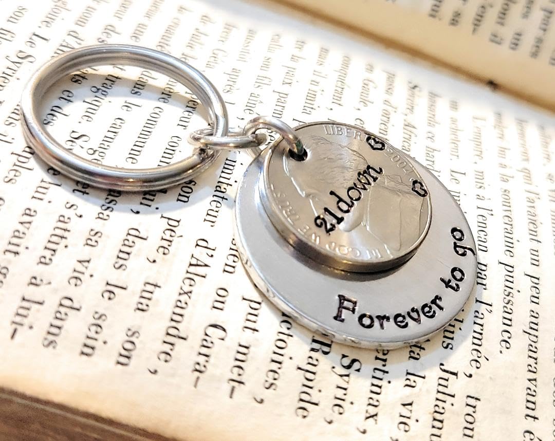 21St Anniversary Gift, Traditional 2004 Nickel, 21 Down And Forever To Go Key Chain, Wedding Anniversary Gift