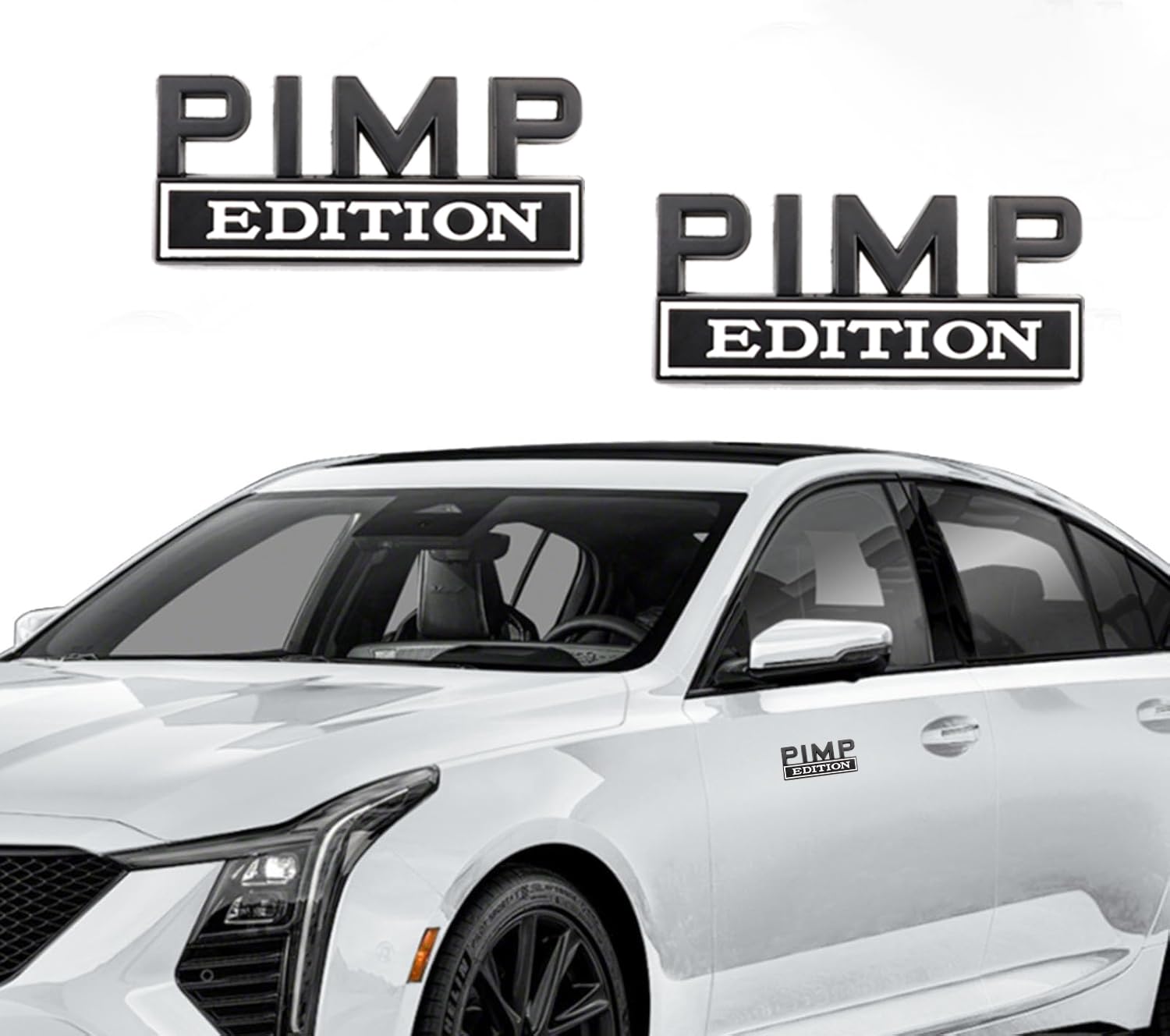 Carrun 2 Pcs Pimp Edition Emblem Car Side Rear Front Hood Trunk Metal Badge 3D Decal Sticker Fit For F150 F250 F350 Silverdo 150