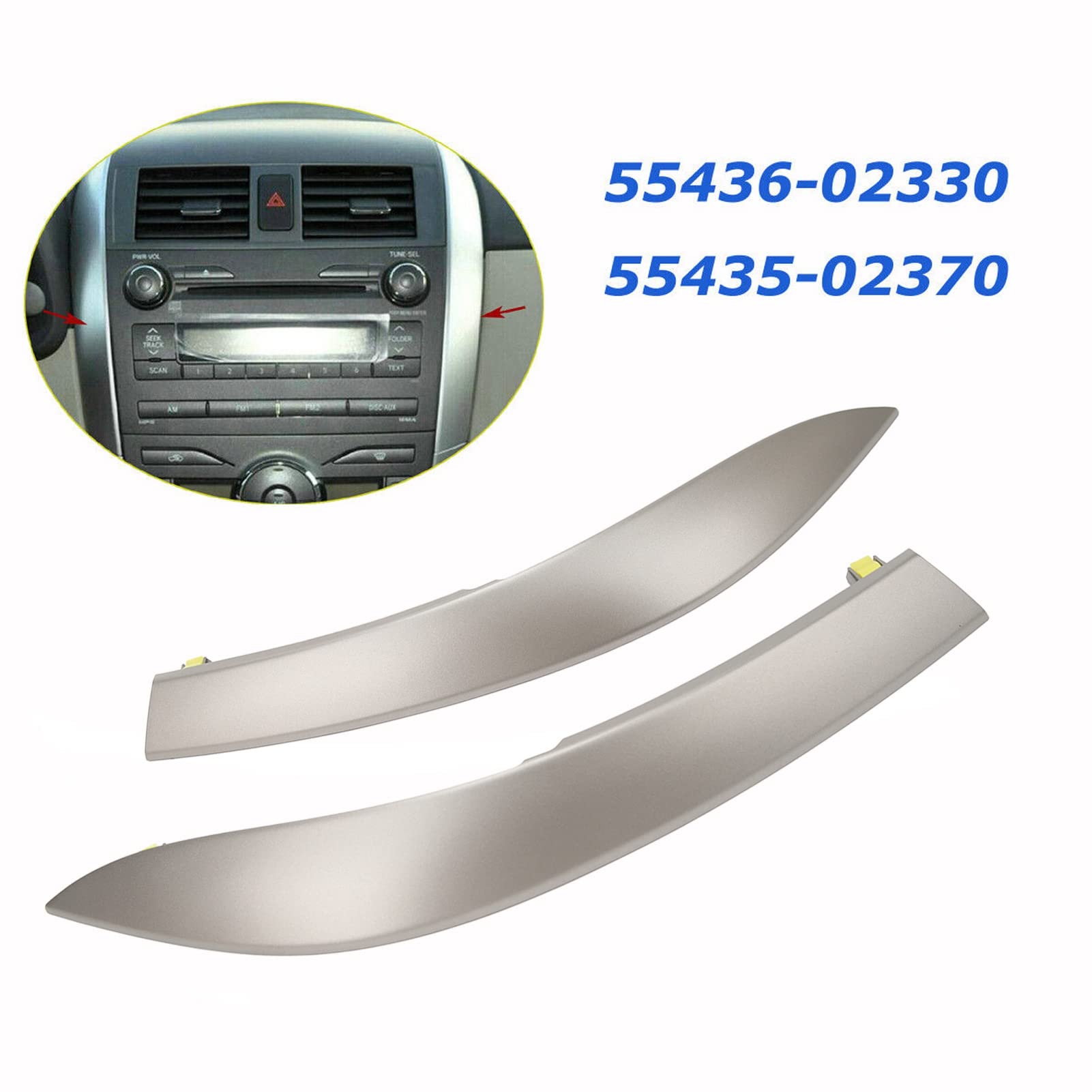 Kimiss Side Central Center Dashboard Cover, 1 Pair 55436 02330 Left And Right Side Upper Side Air Vent Pannel Strip For Corolla Central Dashboard Trim Strip
