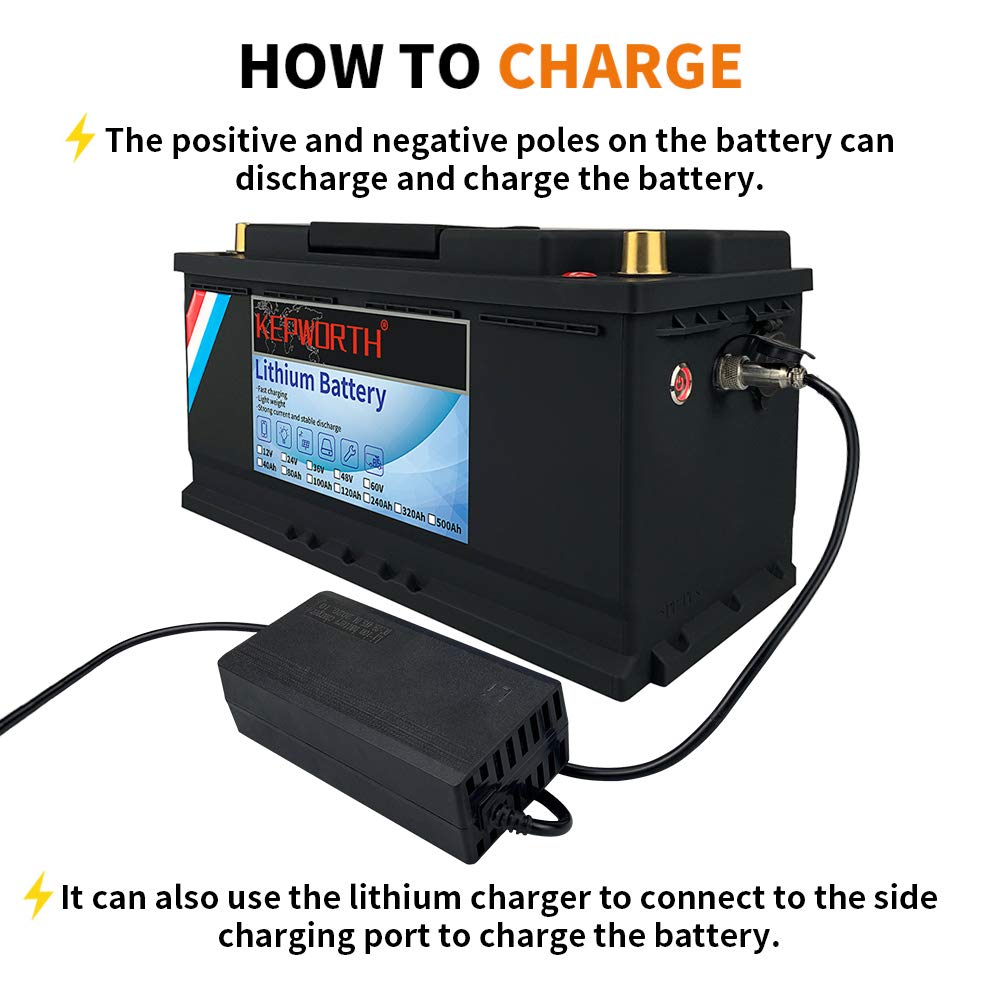 KEPWORTH 12V 100Ah LiFePO4 Lithium Battery - Deep Cycle, BMS for RV, Solar, Marine, Golf Carts, Emergency Power