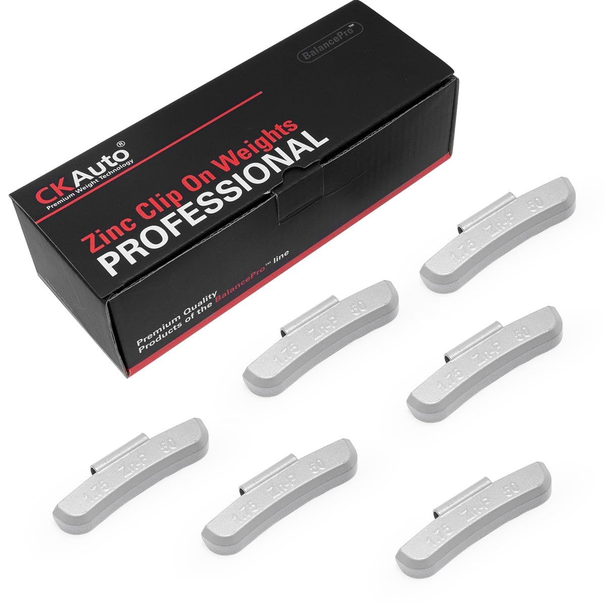 CKAuto P Series Zinc Clip on Wheel Weights 1.75oz, Coated, 25Pcs/Box Fit for Steel Wheel