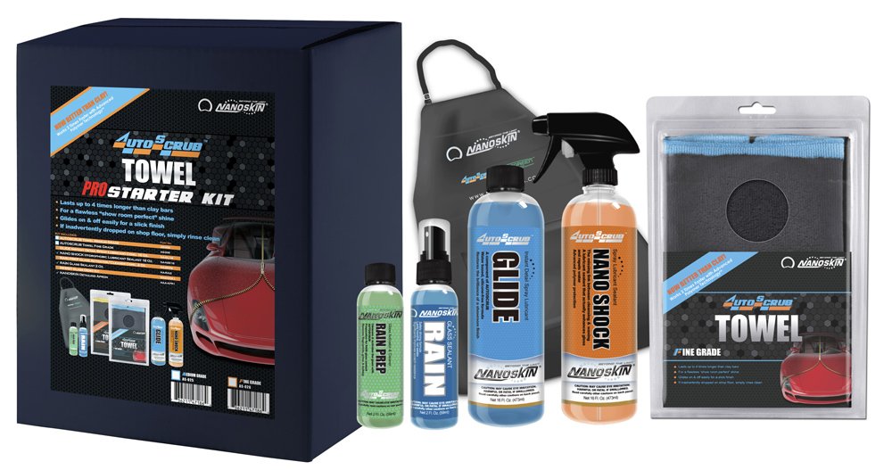 Nanoskin Autoscrub Surface Prep Towel - Fine Grade Pro Kit - Patented Clay Bar Replacement Tool To Remove Embedded Contaminants 