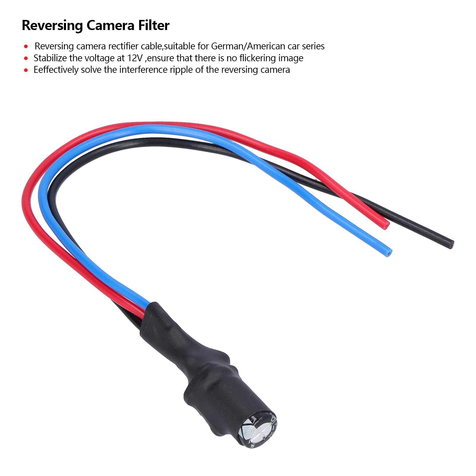 Reversing Camera Rectifier Cable, Reverse Camera Signal Filter 12V Relay Capacitor Rectifier Cable For Germany American Car Seri