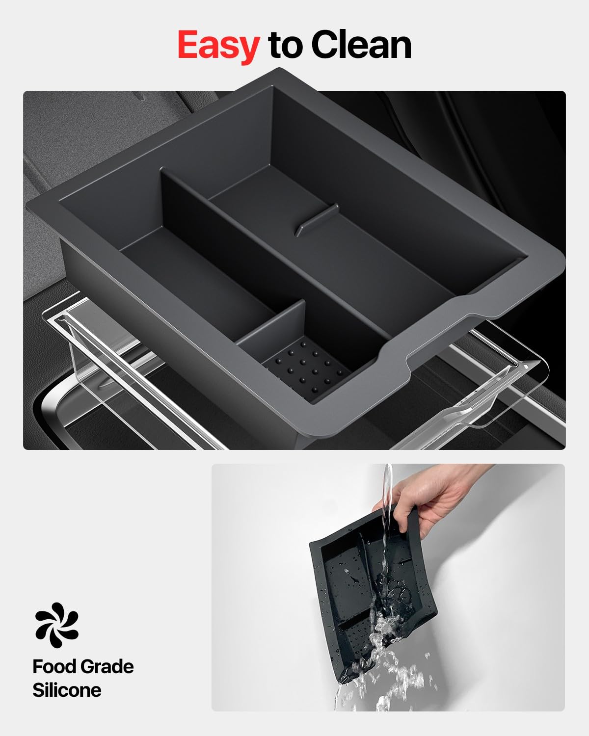 Reevaa 2024 Newest Tesla Model Y /3 Center Console Organizer Tray Accessories [Bumpy Road Friendly] Fit For Tesla Model Y 2024-2