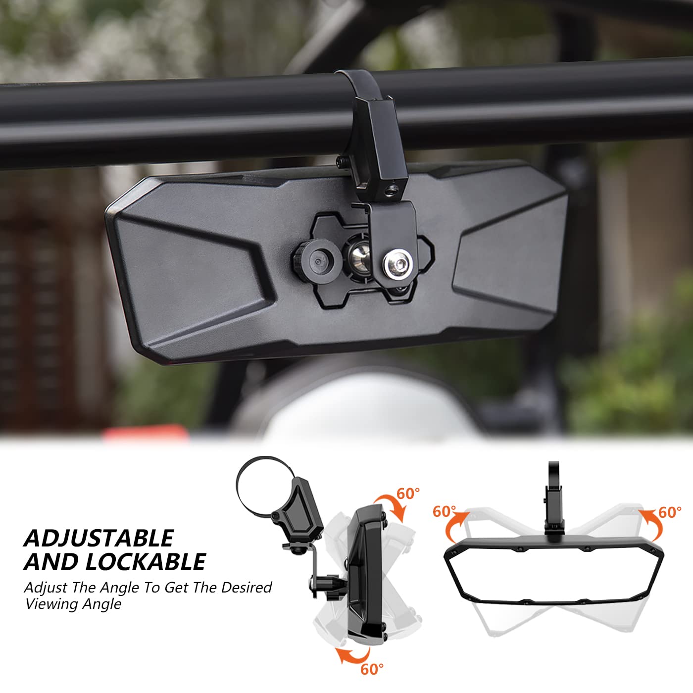 JALWM UTV Rearview Mirror for 1.5'' to 2.0'' Roll Cage, New RZR Mirrors with Adjustable large field of view, Compatible with Pol