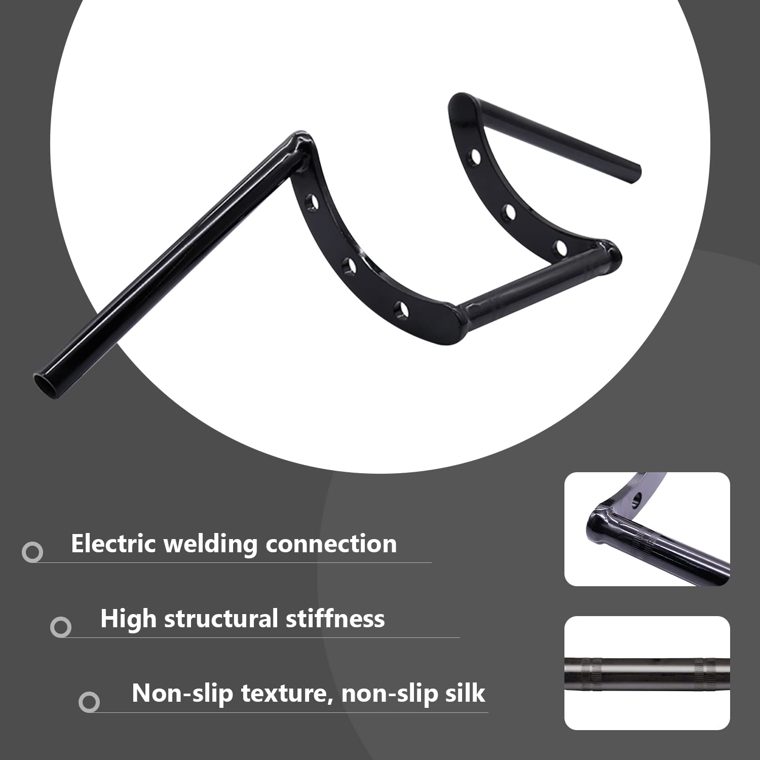 Anxin Motorcycle Handlebar Z Bars 22Mm 7/8' Handlebars For Drag Custom Bobber Chopper Cruisers Softail Dyna Sportster - Black