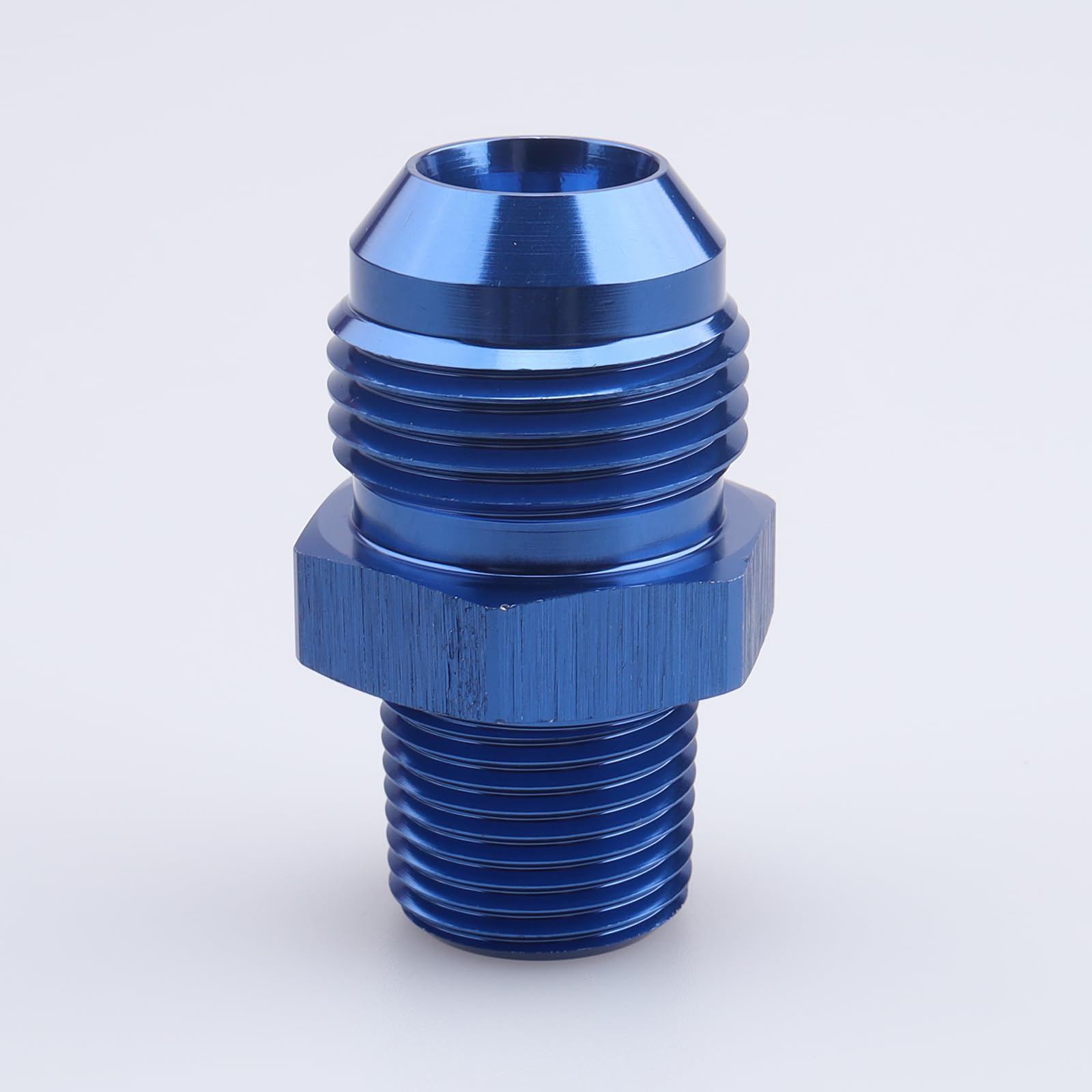 Ac Performance Male 3/8'' Npt To -10 An Flare Adapter Straight Aluminum Blue