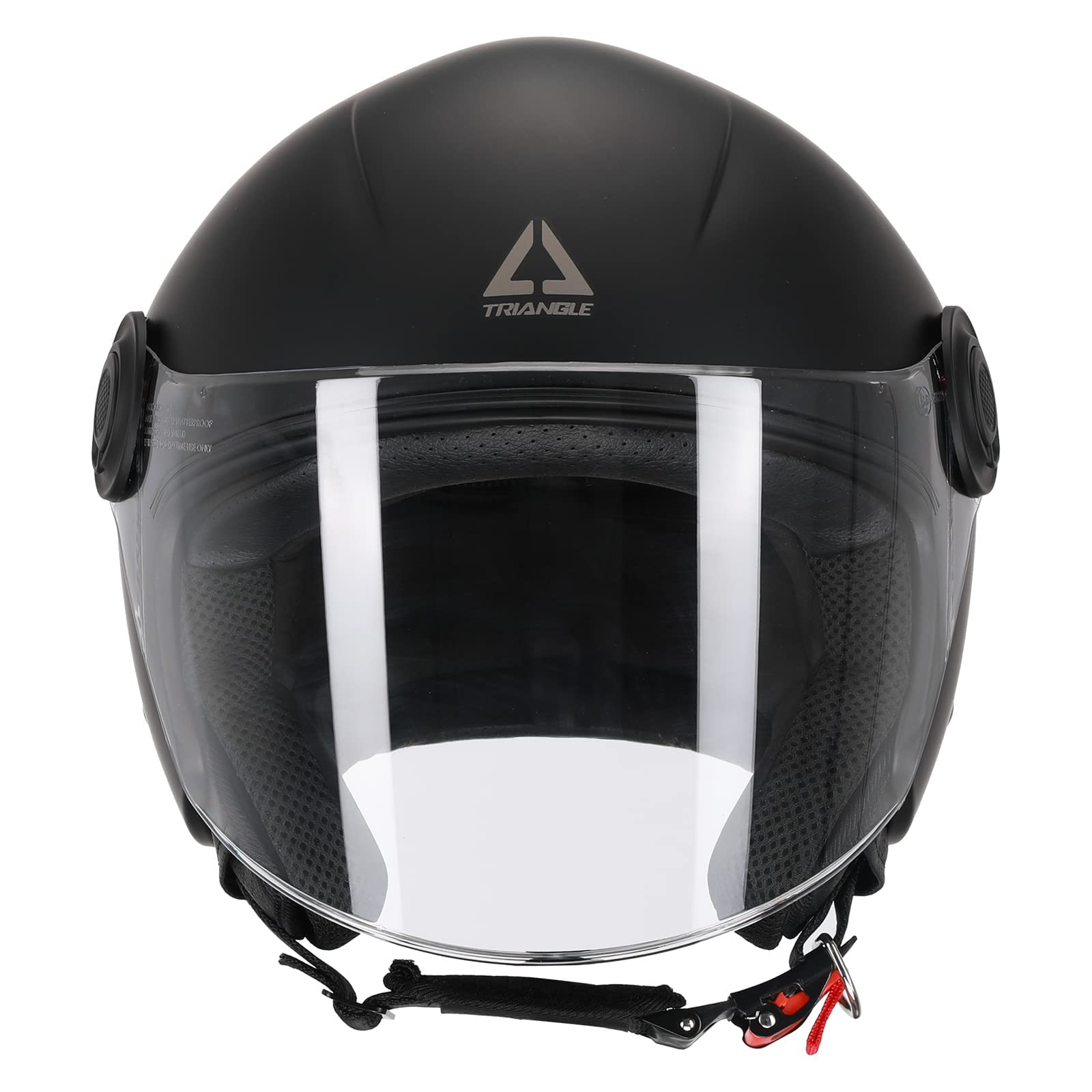 TRIANGLE Open Face Motorcycle Helmet 3/4 Half Helmets with Clear Visor for Men Women DOT Approved (Medium, Matte Black)