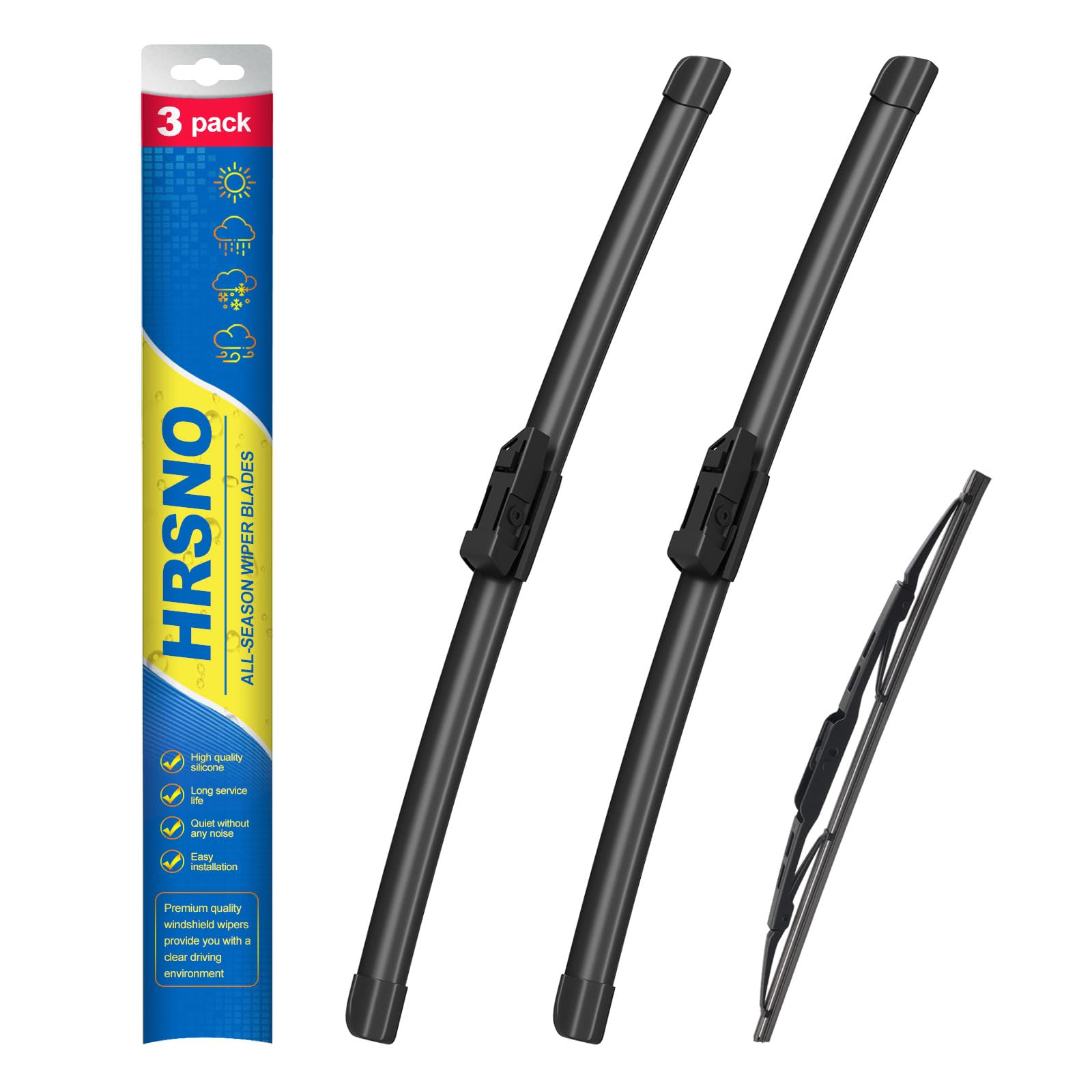 Hrsno 24''+17'' Windshield Wipers With 13'' Rear Wiper Blade Sets Automotive Replacement For Gmc Terrain 2010-2017,Easy For Inst