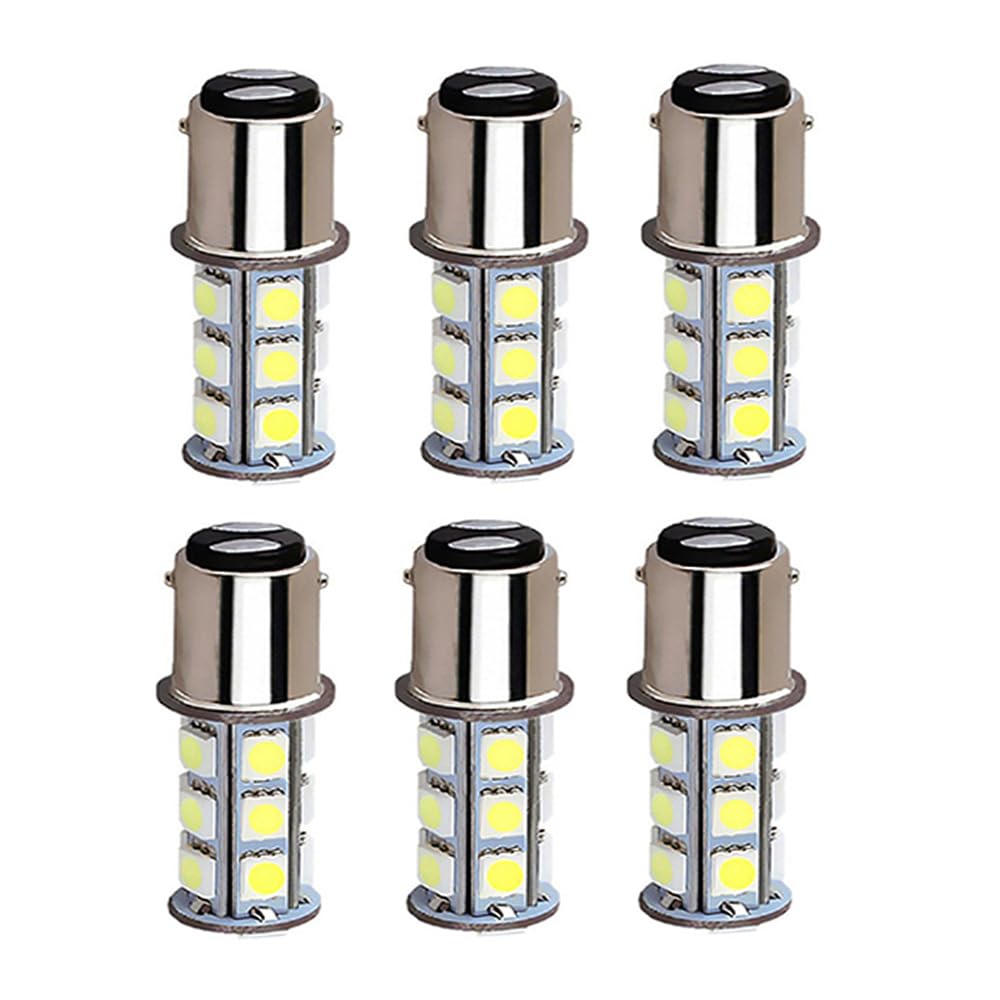 Blyilyb 6-Pack 6500K White 1157 2057 2357 7528 Bay15D Led Bulbs 5050 18-Smd Replacement Lamps For 12V Interior Rv Camper Trailer