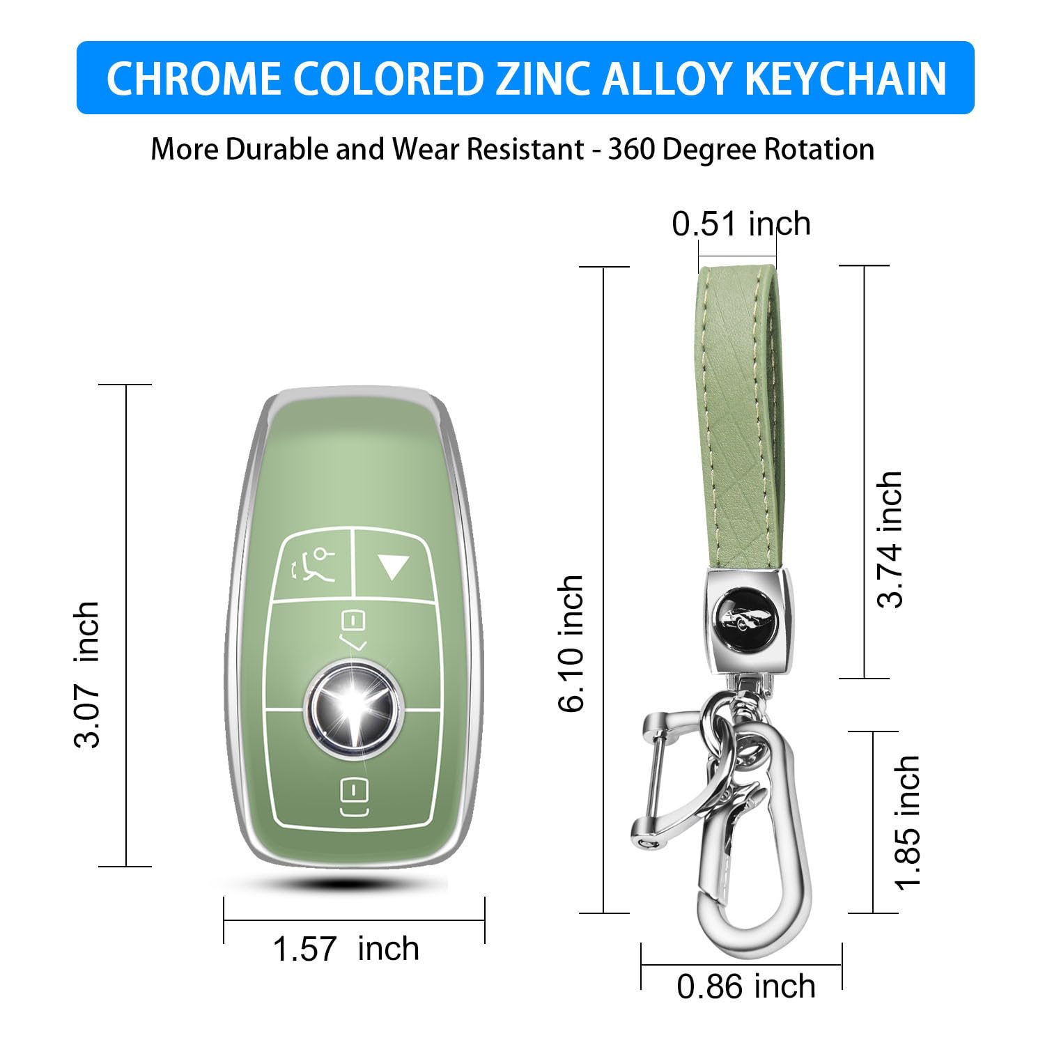 Qbuc For Mercedes Benz Key Fob Cover With Keychain,Compatible With C E R S G S Cls Clk Glc Ml Gle Gls Sl Slr Mclaren Amg Key (Gr