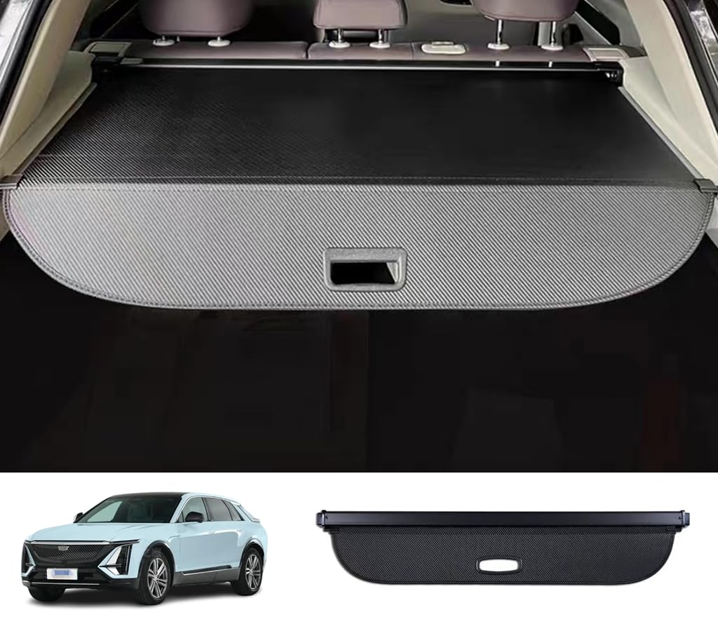 Okutech Black Retractable Cargo Cover Compatible With Cadillac Lyriq 2023 2024 2025 Rear Cargo Privacy Screen Car Trunk Luggage Cargo Security Shade Shield (Directly Fit In Carbon Fiber Style)