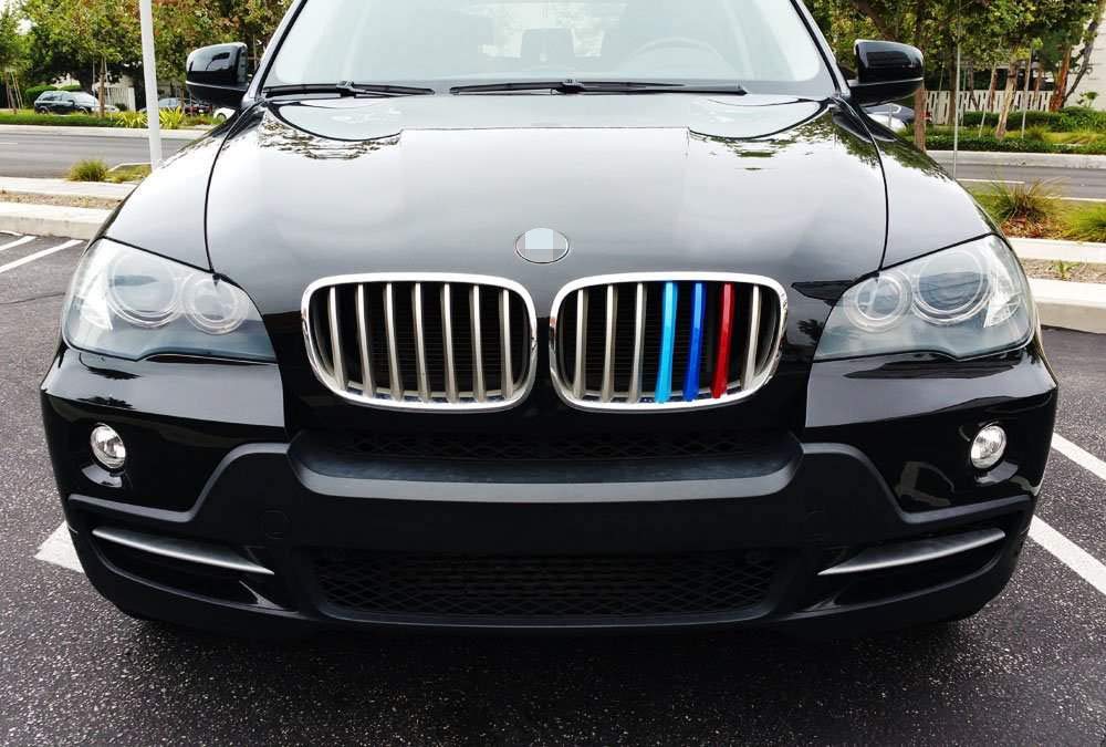 Ijdmtoy Exact Fit ///M-Colored Grille Insert Trims Compatible With 2007-2013 Bmw E70 X5, 2008-2012 E71 X6 Center Kidney Grill