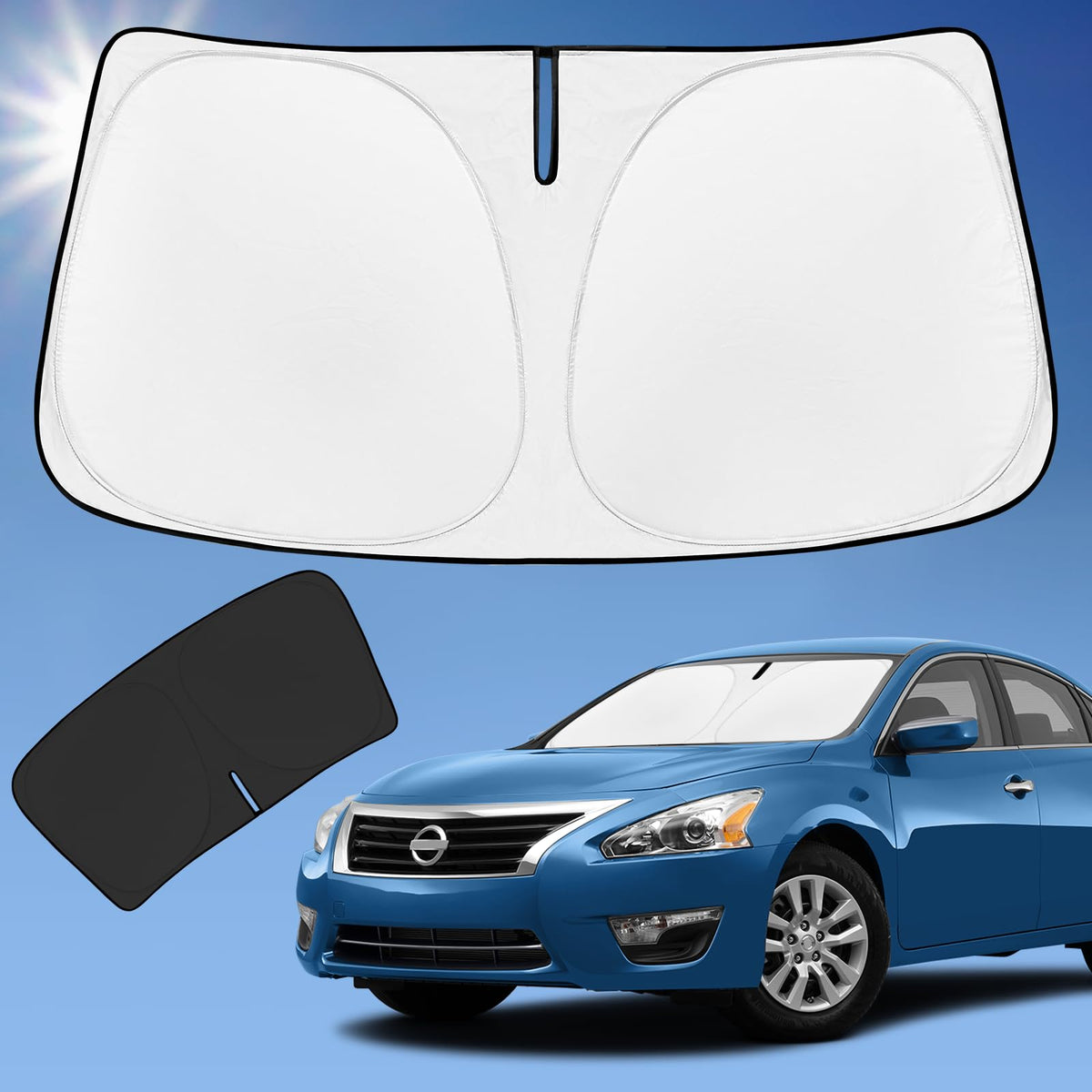 Sun Shade Sunshade For Nissan Altima Windshield Cover,4-Layer Front Window Shade Custom Fit Altima 2013-2018 Sun Visor 240T Retr
