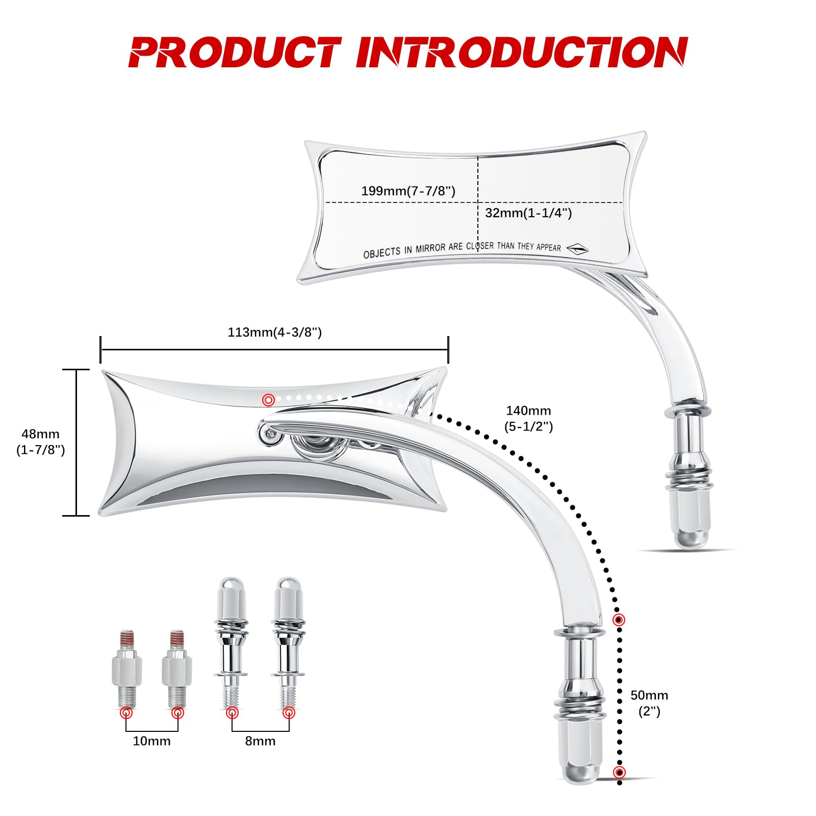 Black Sportster Mirrors For Harley Road King Street Electra Glide Road Glide Dyna Softail Rearview 1982-2018 2019 2020 (Chrome#4