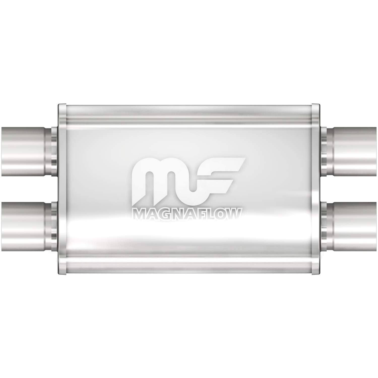 MagnaFlow Performance Exhaust Muffler 11378: 2.25/2.25 Inlet/Outlet, 4x9x11 Oval, Stainless Steel, Satin Finish