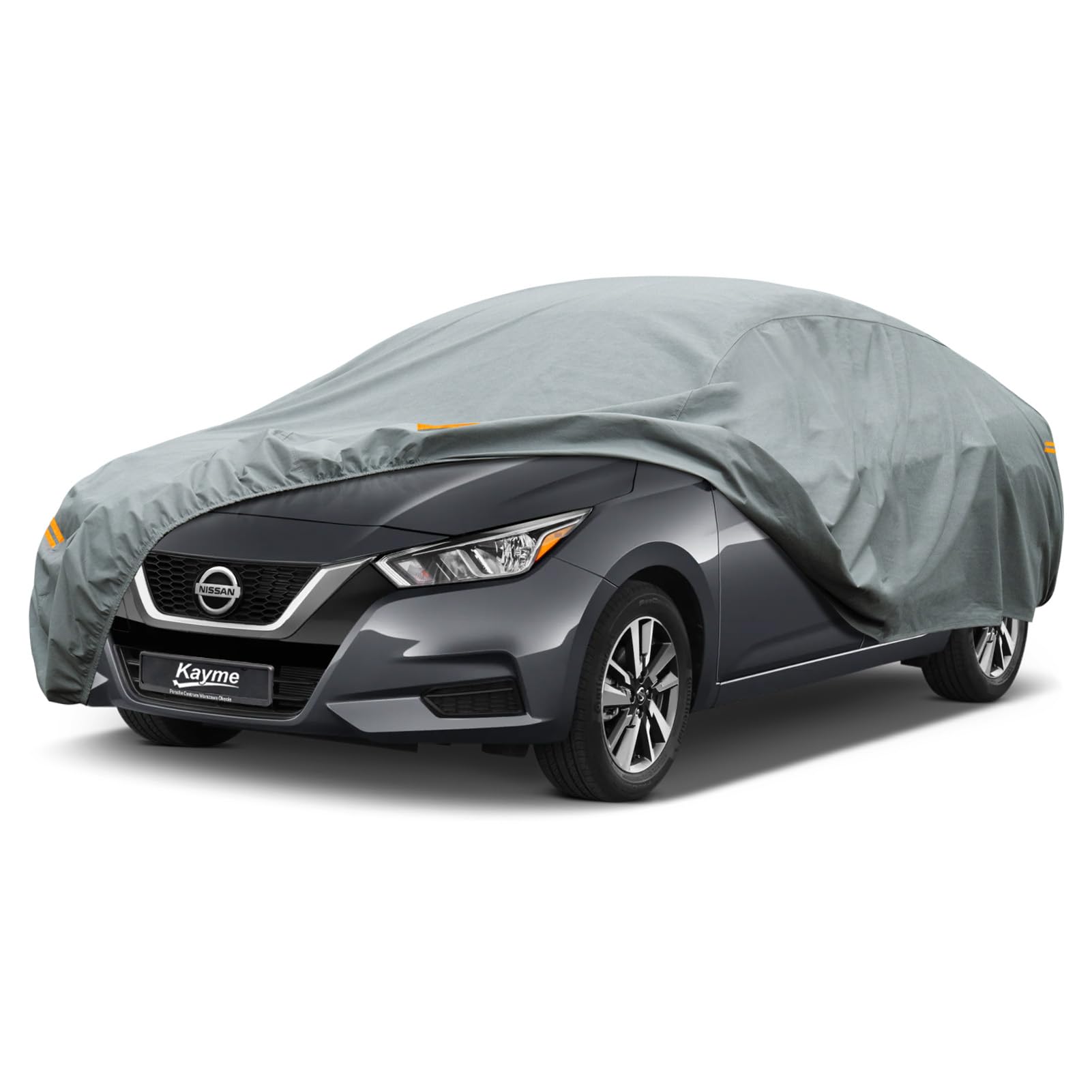 Kayme Heavy Duty Car Cover Custom Fit Nissan Versa Waterproof All Weather For Automobiles, Full Exterior Covers Sun Rain Uv Prot