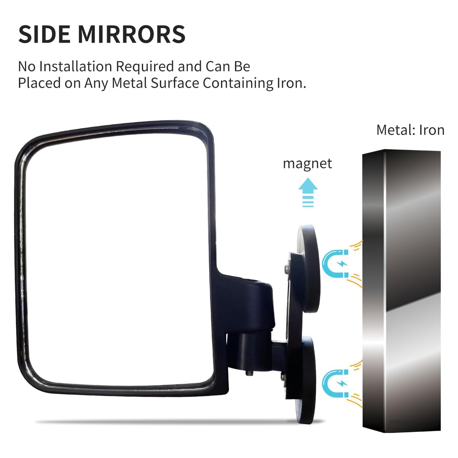 Magnetic Tractor Mirrors, Rearview Mirrors Compatible With Mahindra, Kubota, John Deere, And Lawn Mover Side Mirrors With Strong