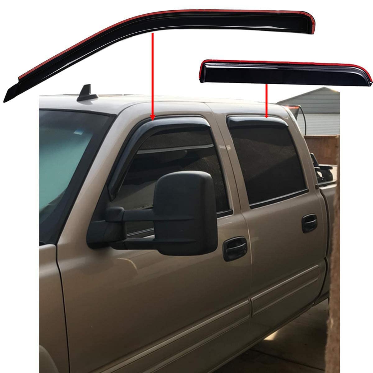 Lightronic Extra Durable In-Channel Auto Vent Window Visor, Fits 01-07 Chevrolet Silverado/Gmc Sierra 1500 (Hd), 2500 (Hd), 3500