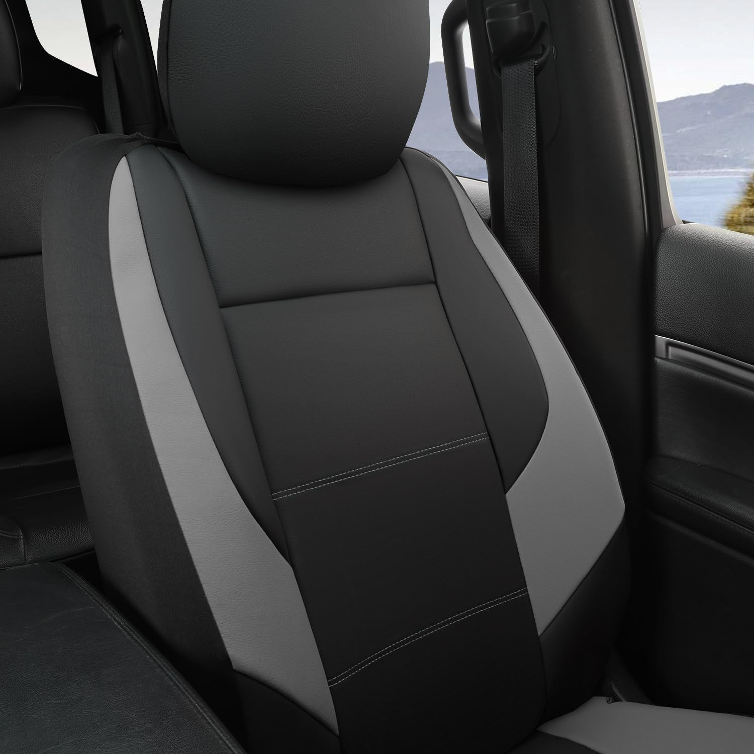 GIANT PANDA Front Car Seat Cover for Jeep Wrangler JK (2007-2018),Leather Bucket Seat Covers Custom Fit Jeep Accessories (Gray)