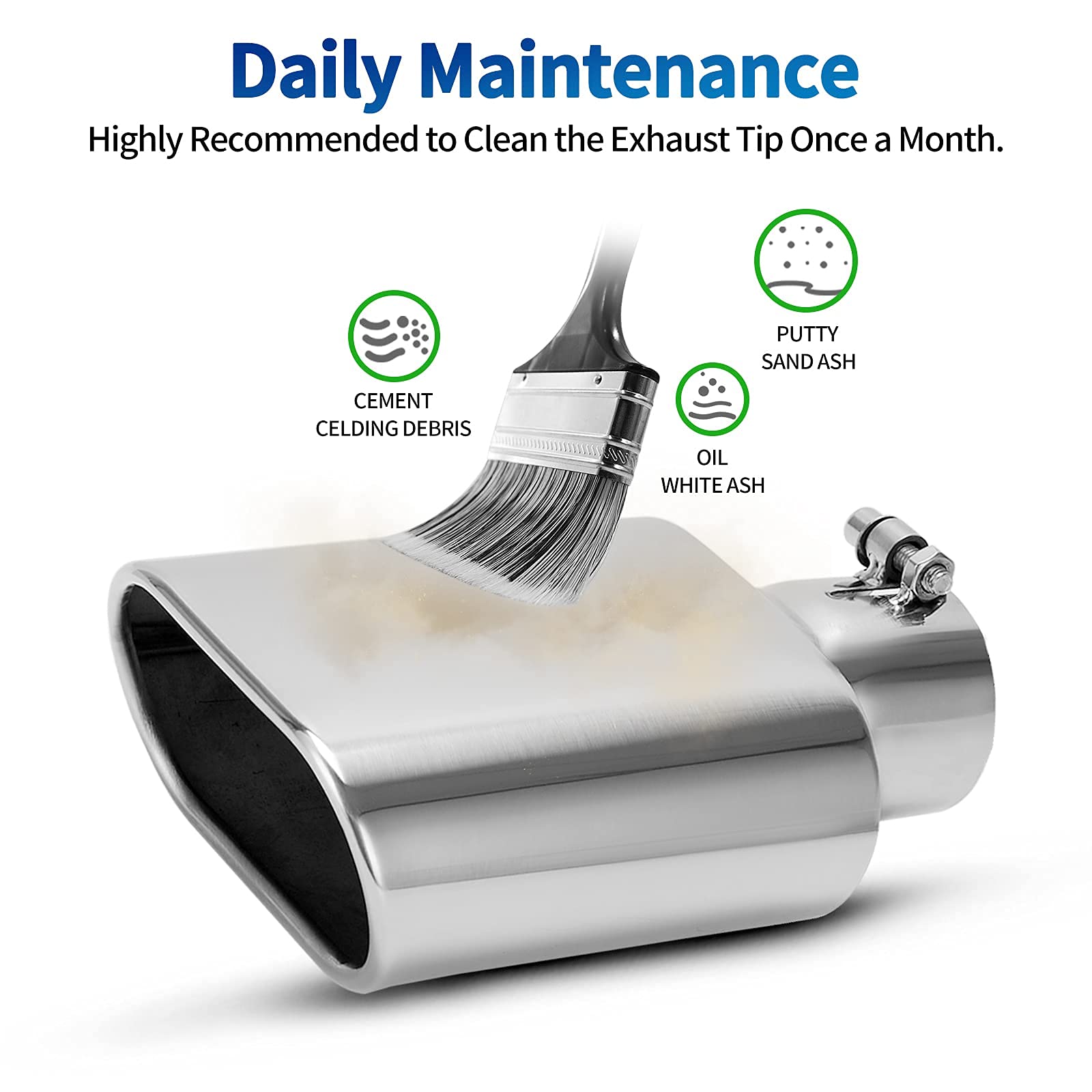 Autosaver88 Square Exhaust Tip 2.5 Inch Inlet, 2.5'' Inlet 3''X5.5'' Outlet 9'' Long Chrome-Plated Stainless Steel Rectangle Exh