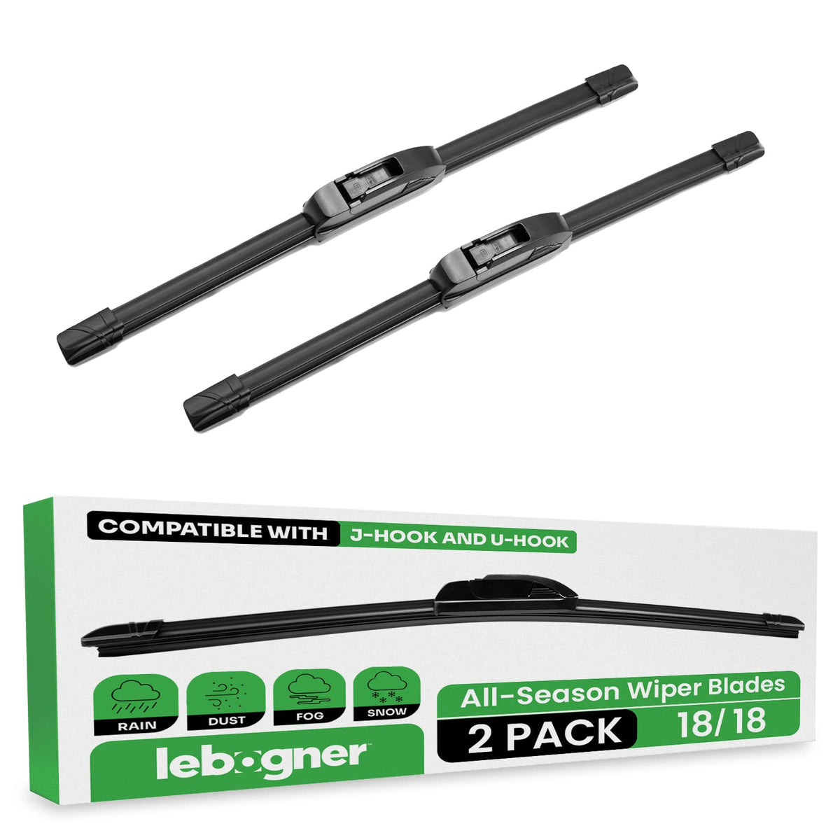 lebogner Wiper Blades 18 Inch + 18 Inch Pack of 2 All-Seasons Automotive Replacement Windshield Wiper Blades For My Car, Stable 