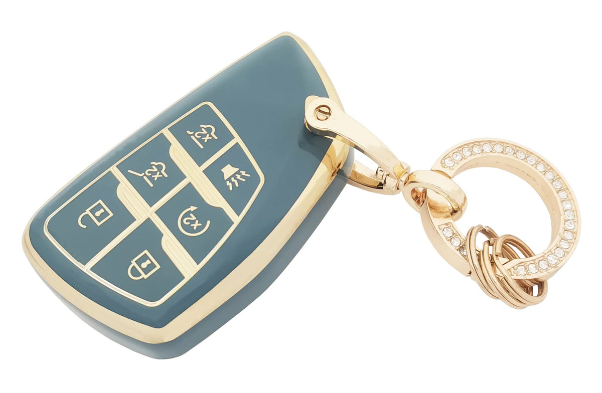 Key Fob Cover For Chevy/Gmc With Keychain Soft Tpu Car Key Shell Case Protector Compatible With 2022 2021 Chevrolet Chevy Suburban Tahoe Gmc Yukon Gm-13541565 13537962 (Blue)
