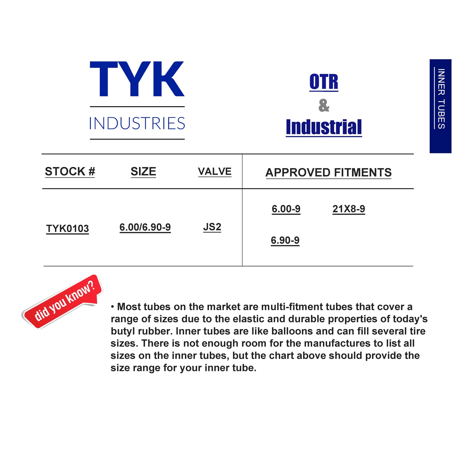 Two Tyk 6.00-9 Inner Tube For Forklift And Trailer Tire, Replacement Tire Tube With A Js2 Bent Metal Valve Stem, 6.90-9, 6.00/6.90-9, 6.90-6.00-9 (21X8-9)