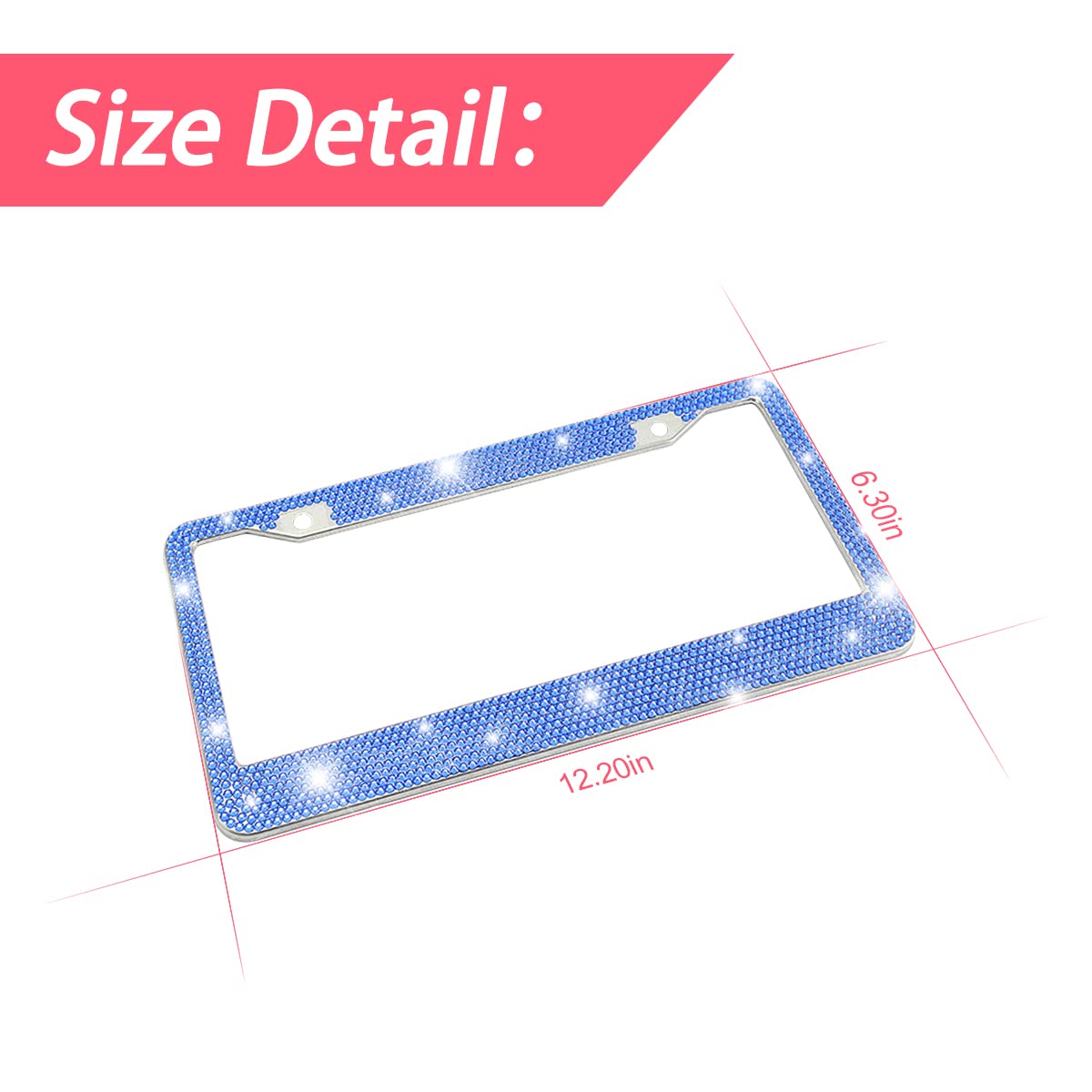 Bling Car License Plate Frame, Sparkly Rhinestone Stainless Steel License Plate Cover/Holder, Universal For Most Cars, Suvs, Veh