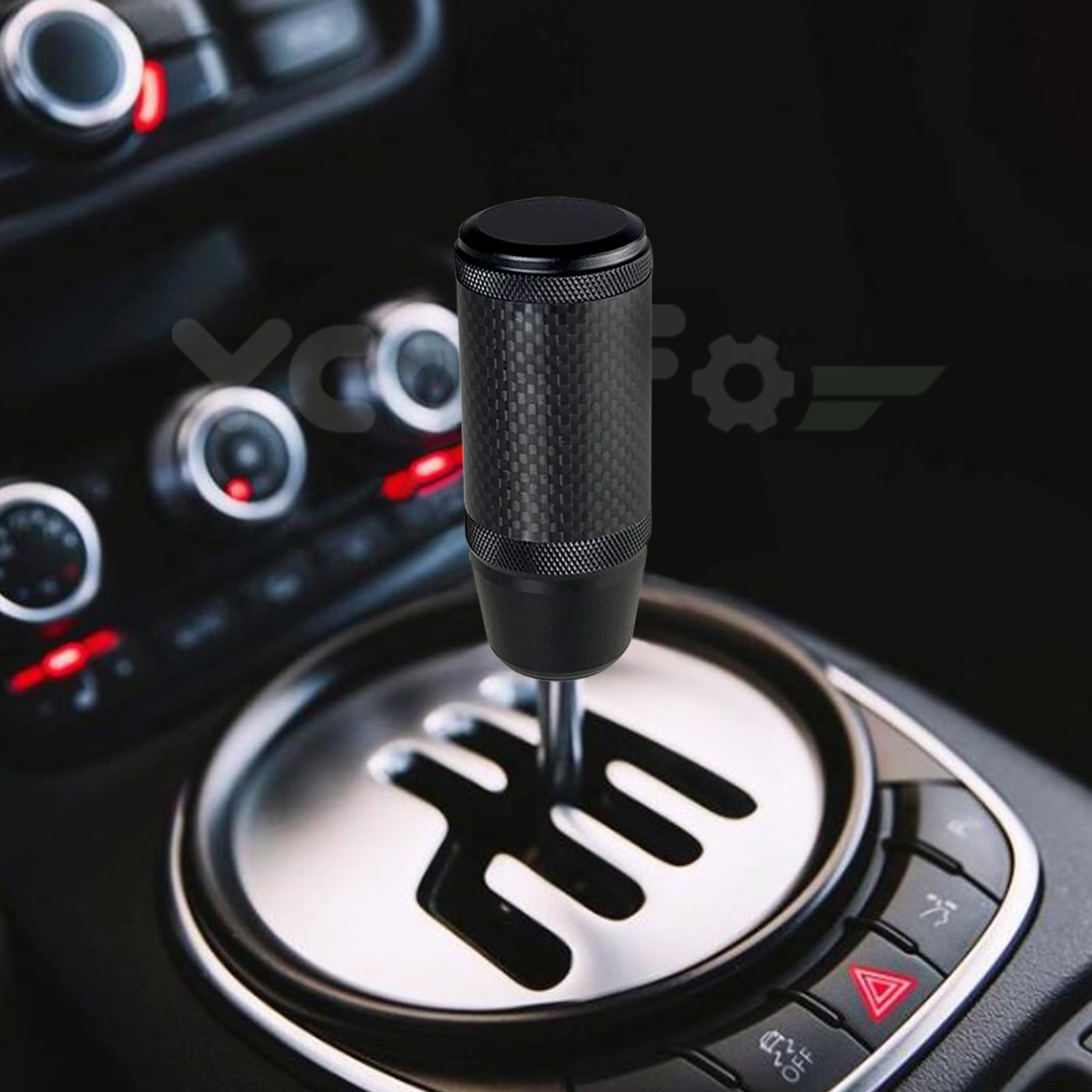 Ycooifo Carbon Fiber Shift Knob For Universal Automatic And Manual Cars, 3.78' Stick Shifter Knobs, With 4 Alloy Adapters M8 M10 M12 X 1.25, M10X1.5 (Black)