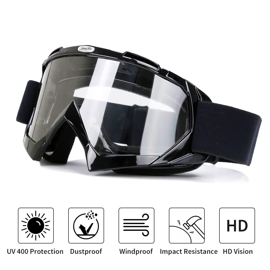 Jamiewin Atv Dirt Bike Motorcycle Utv Mx Otg Offroad Goggles Clear Lens Anti Uv Dustproof Anti Fog Racing Skiing Goggles For Men