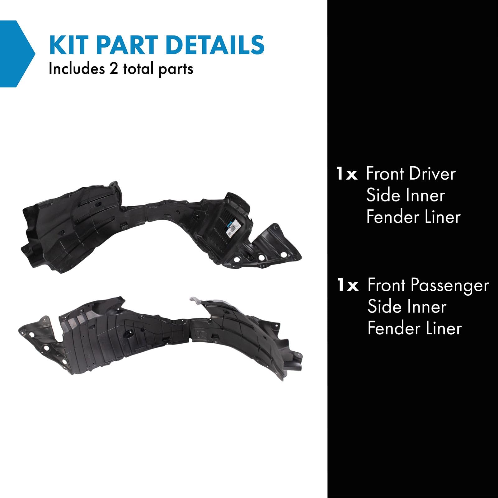 Trq Front Inner Fender Liner Set Compatible With 2015-2020 Infiniti Qx60 Nissan Pathfinder Ni1248152 Ni1248161 Ni1249152 Ni12491