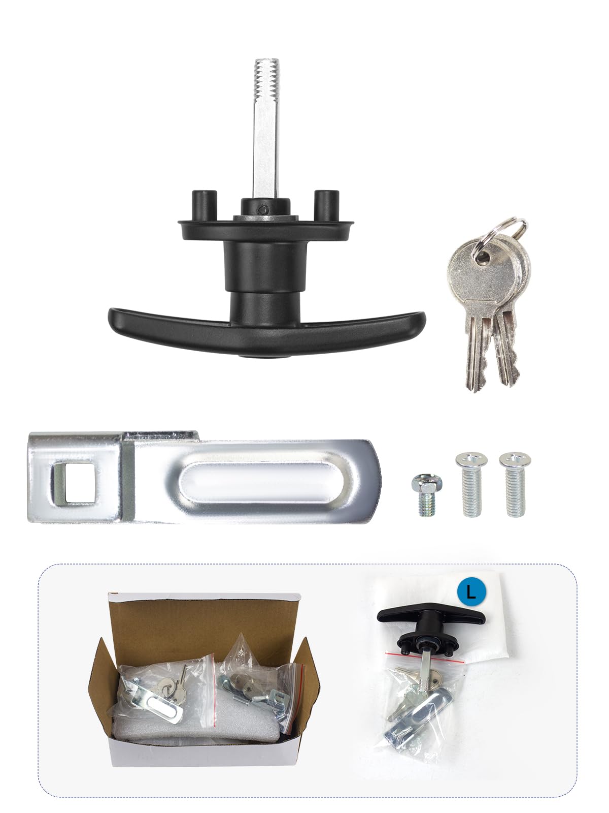 Quality Life Black Truck Cap Camper Shell T-Handle Lock Latch Replacement Kit with Keys - Left Lock for Truck Bed Topper