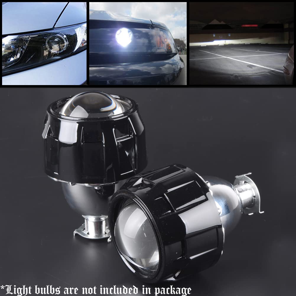 Amopa Compatible With H4 H7 H11 9005 9006 9007 H13 Headlight 1 Pair Of Mini Bi-Xenon Projector Lens Low High Beams With Shrouds Kit, Black1