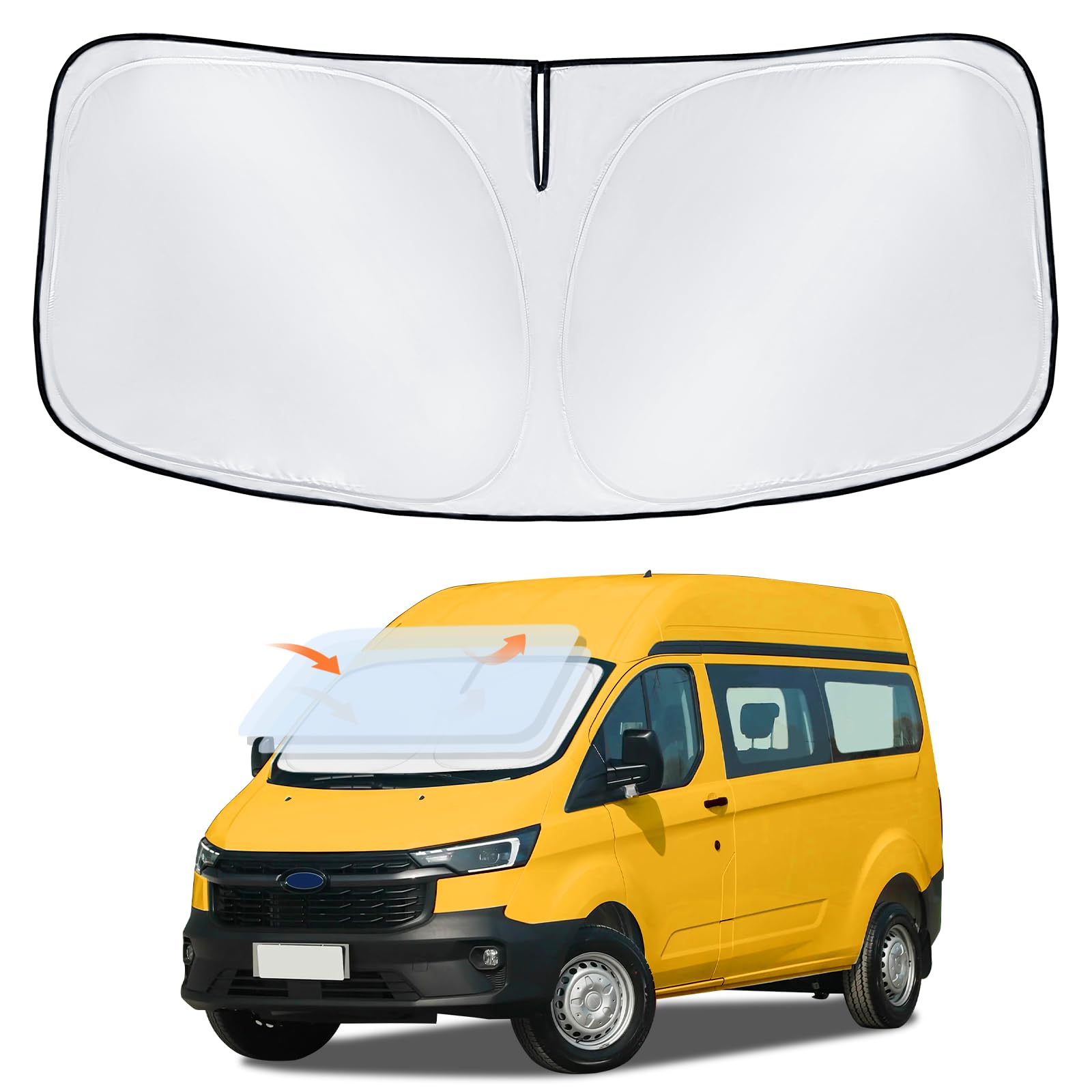 Sun Shade Sunshade For Ford Transit Windshield Cover, 4-Layer Front Window Shade Custom For Transit 2015-2025 Xl,Wagon Xlt Cargo