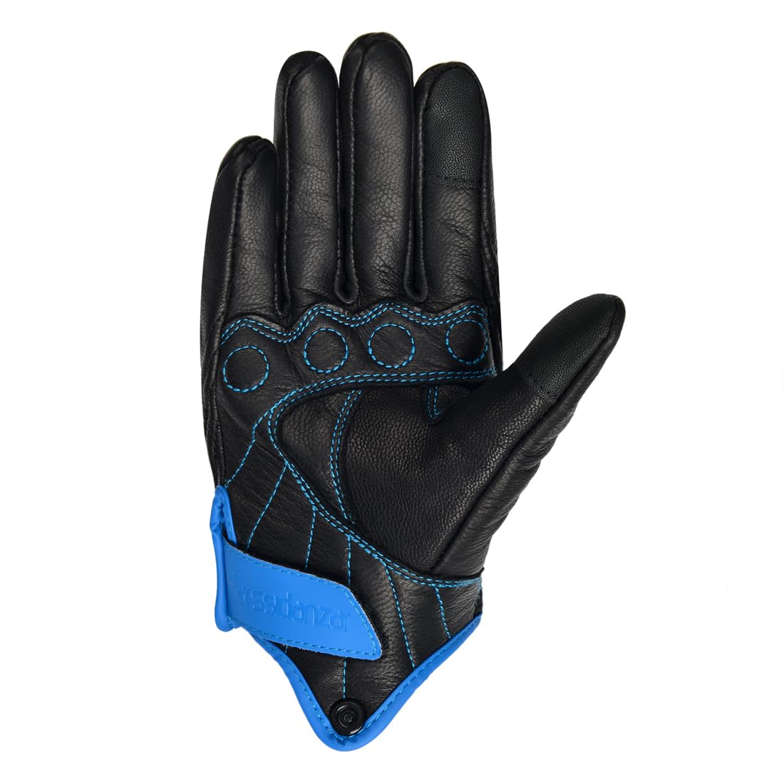Harssidanza Woman Leather Motorcycle Gloves,Motorbike Gloves,Road Racing,Cycling,Climbing, Powersports Gloves Touchscreen,Blue,