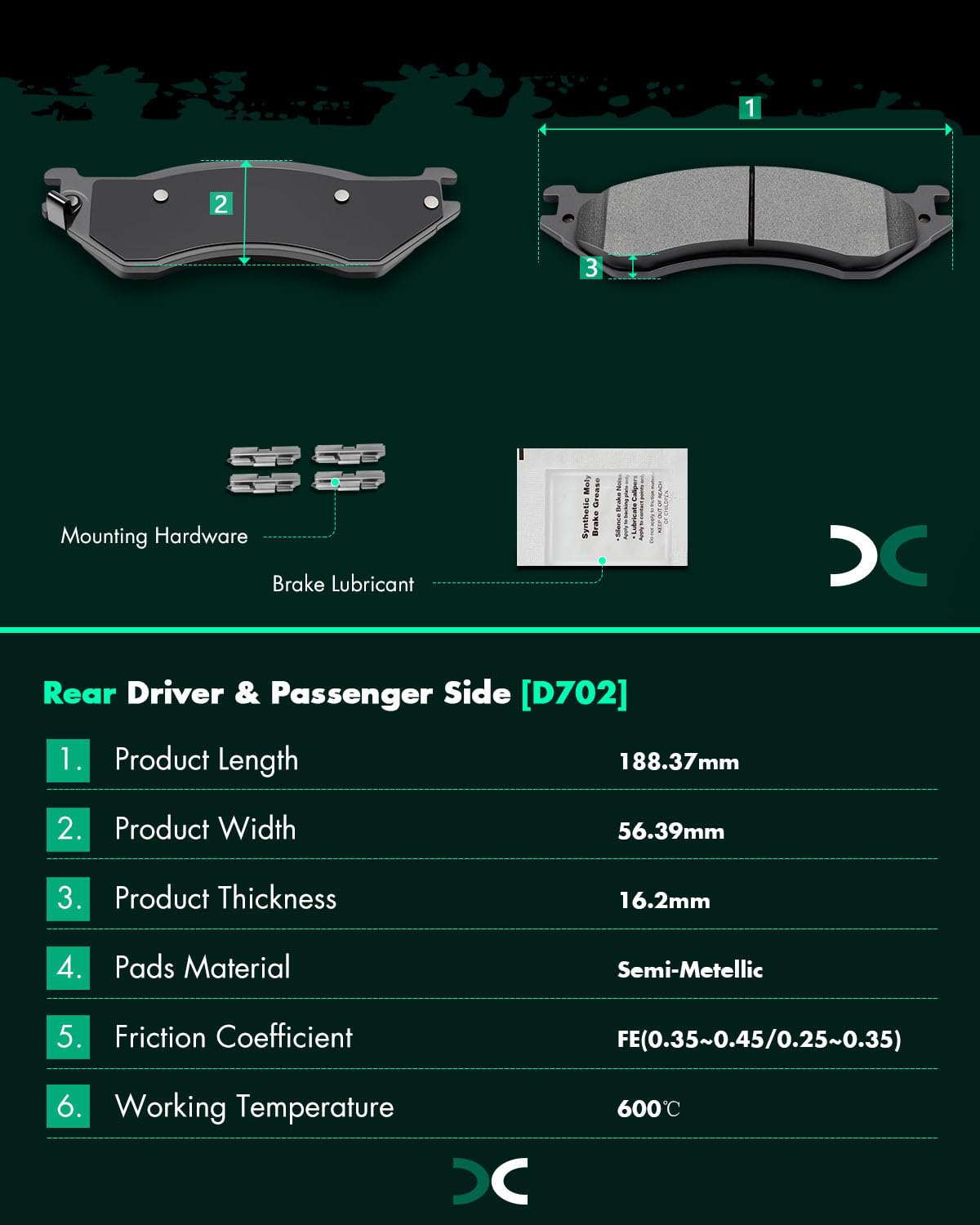 Scitoo D702 D879 Front Rear Semi-Metal Brake Pads Sets Fit For Lincoln Town Car 2003 2004 2005 2006 2007 2008 2009 2010 2011