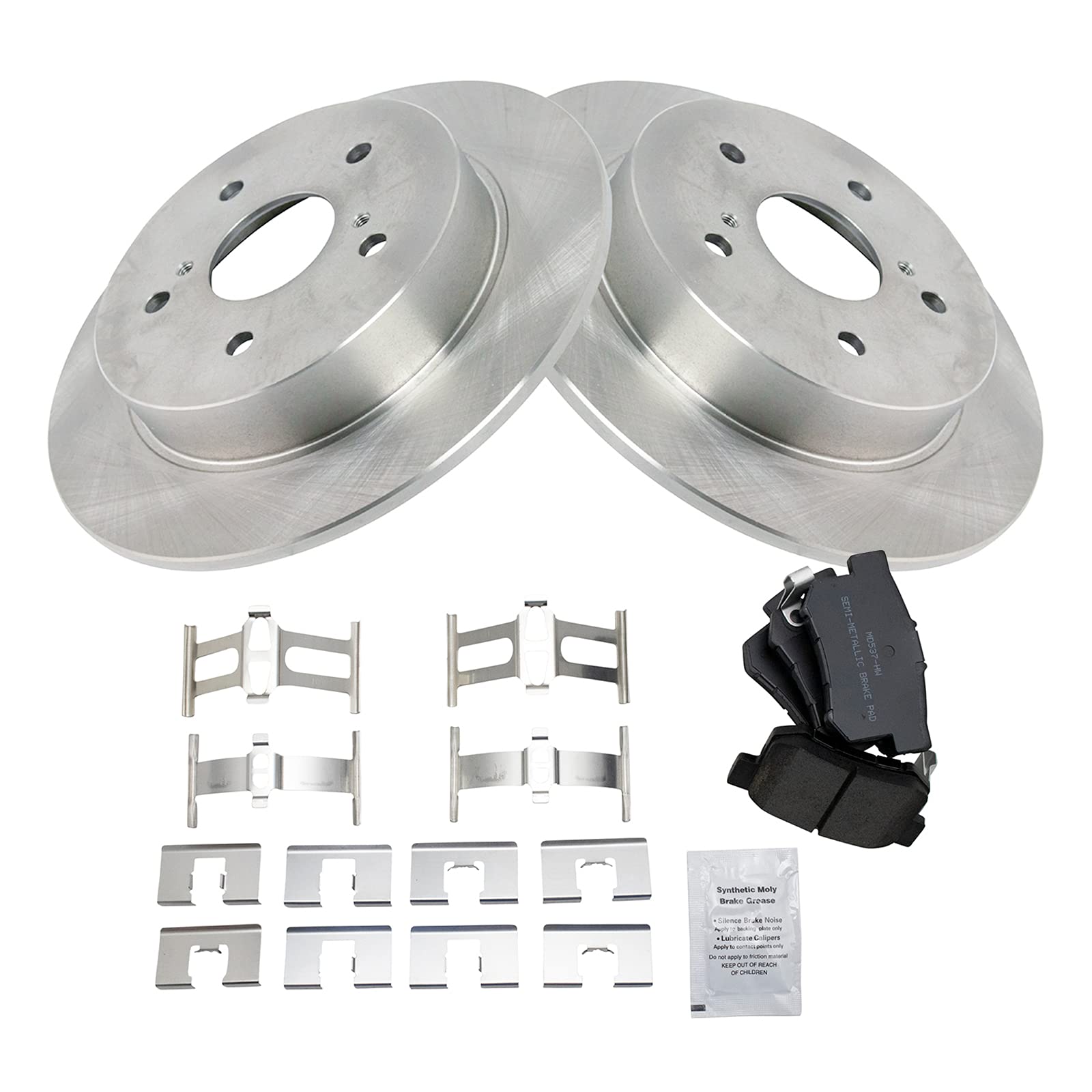 Trq Rear Brake Pad & Rotor Kit Brake Pads Brake Rotor Semi-Metallic Compatible With 2007-2013 Suzuki Sx4