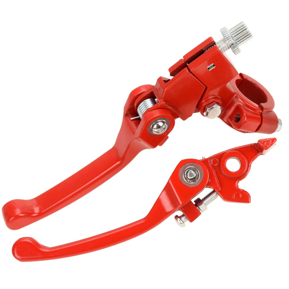 Hiaors Red Brake Folding Clutch Lever With Perch For 7/8 Handlebar 110Cc 125Cc Ssr125 Ssr70 Ttr125 Xmotos Apollo Thumpstar 125 Crf50 Xr Klx 140 Chinese Pit Dirt Bike Motorcycle