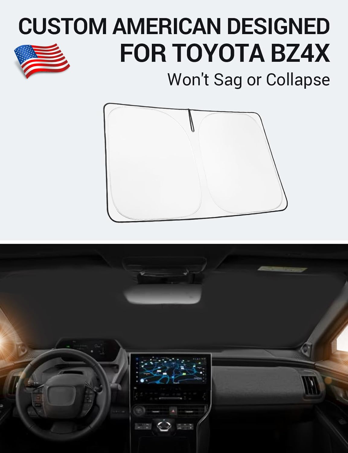 Proadsy 2025 Upgrade Front Windshield Sun Shade Foldable Sunshade Protector Custom Fit 2023-2024 2025 Toyota bZ4X Accessories
