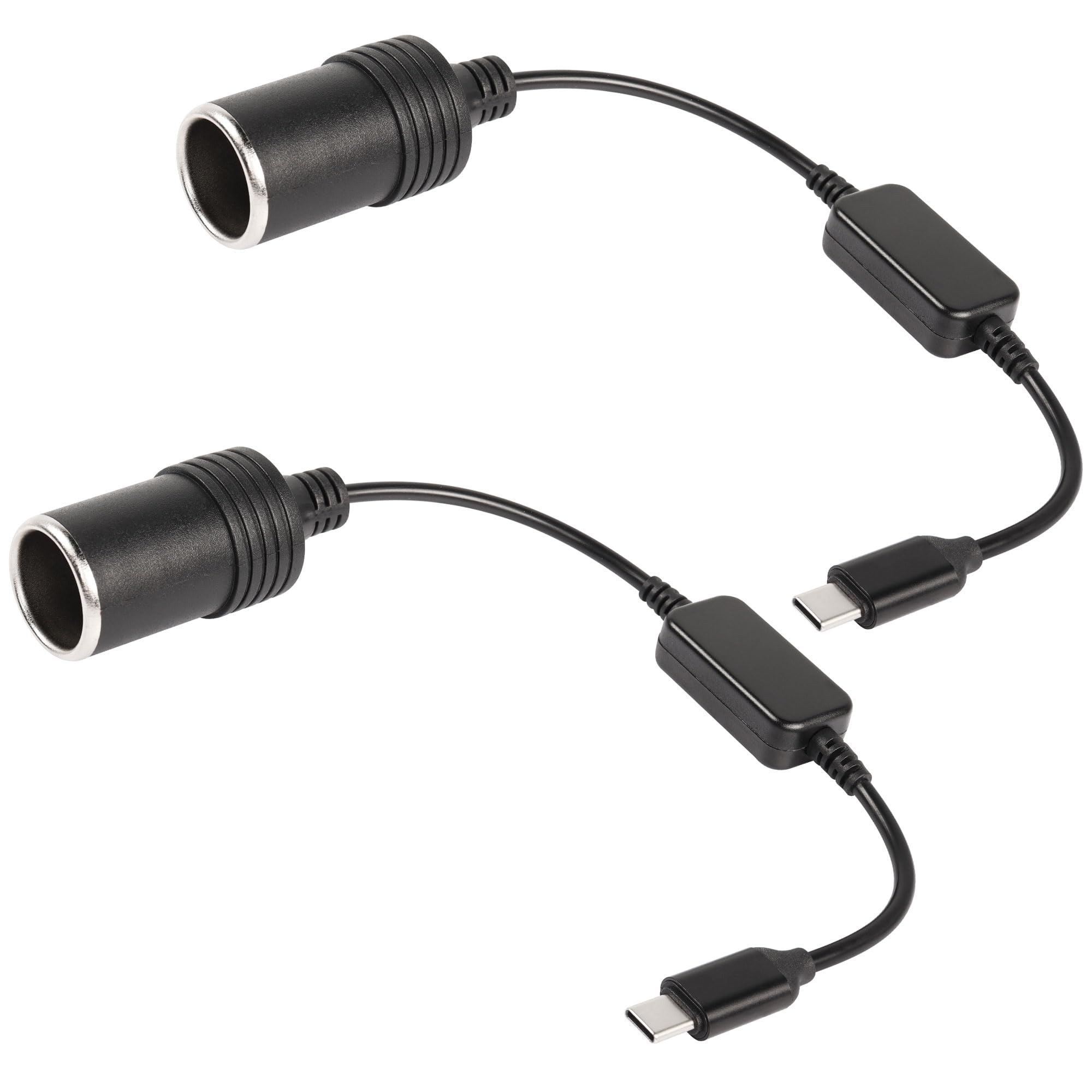 Cerrxian 1Ft Usb C Male To 12V 8W Cigarette Lighter Socket Adapter Power Cable For Dash Cam, Gps, Car Led Light Strips - 2Pcs