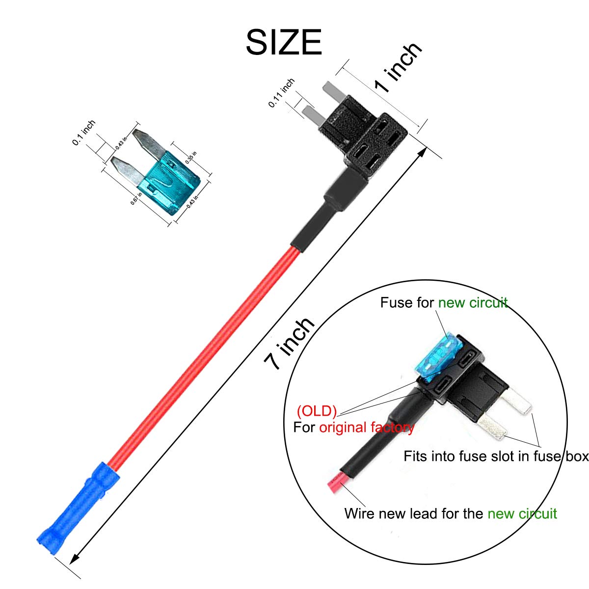Muhize Mini Fuse Taps - Upgraded 10 Pack Auto Fuse Holder(2023 New), 12V Car Rv Camper Add-A-Circuit Fuse Tap Adapter, With 15 Amp And 40 Amp Mini Atm Apm Blade Fuse
